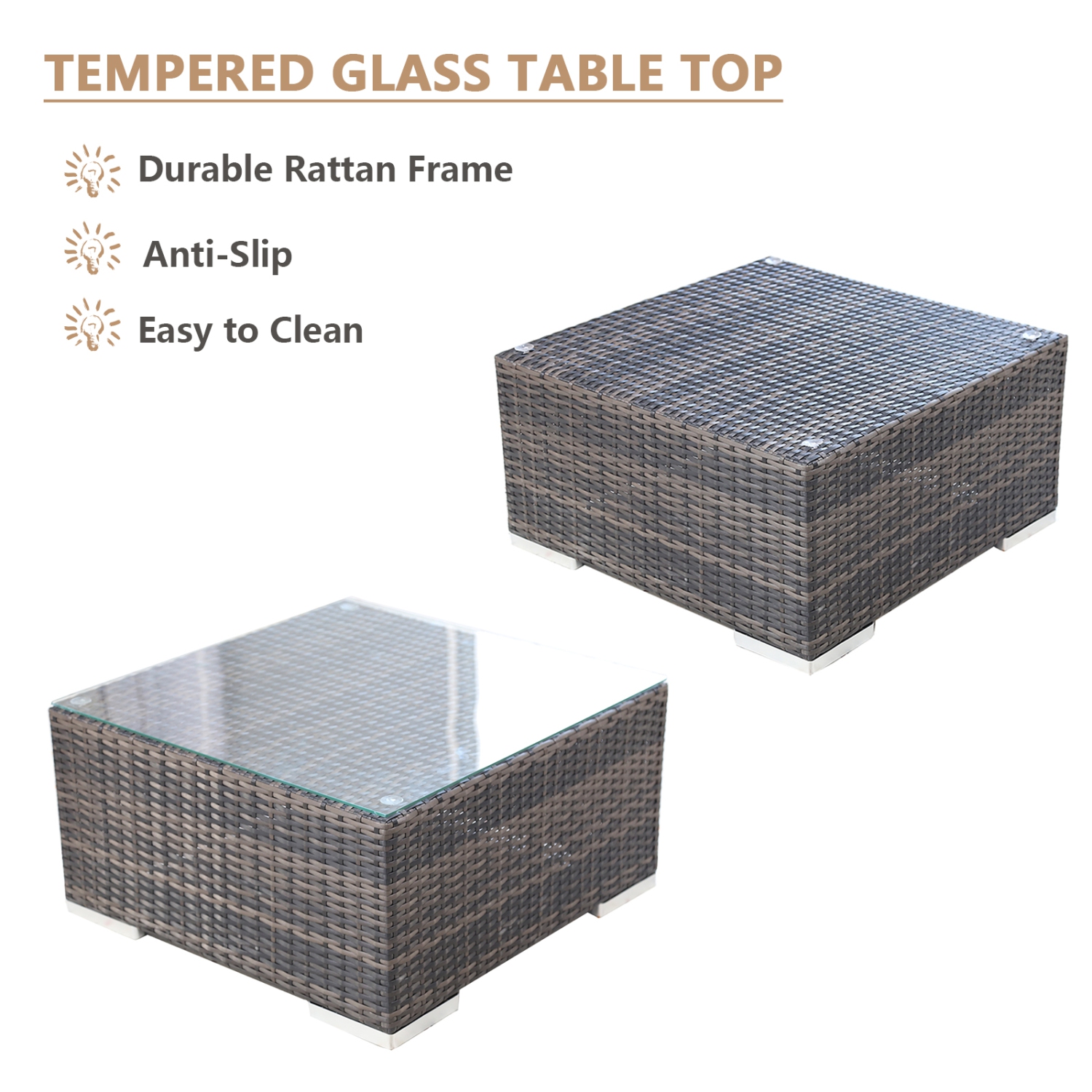 Furniture One 6 Pieces Patio Furniture Set Aluminum Frame Full Assembled Brown