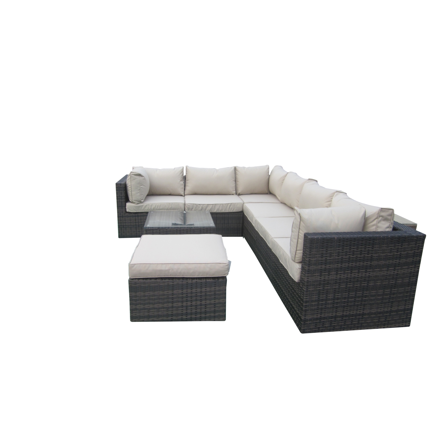 Furniture One 8 Pieces Patio Furniture Set Aluminum Frame Full Assembled Brown