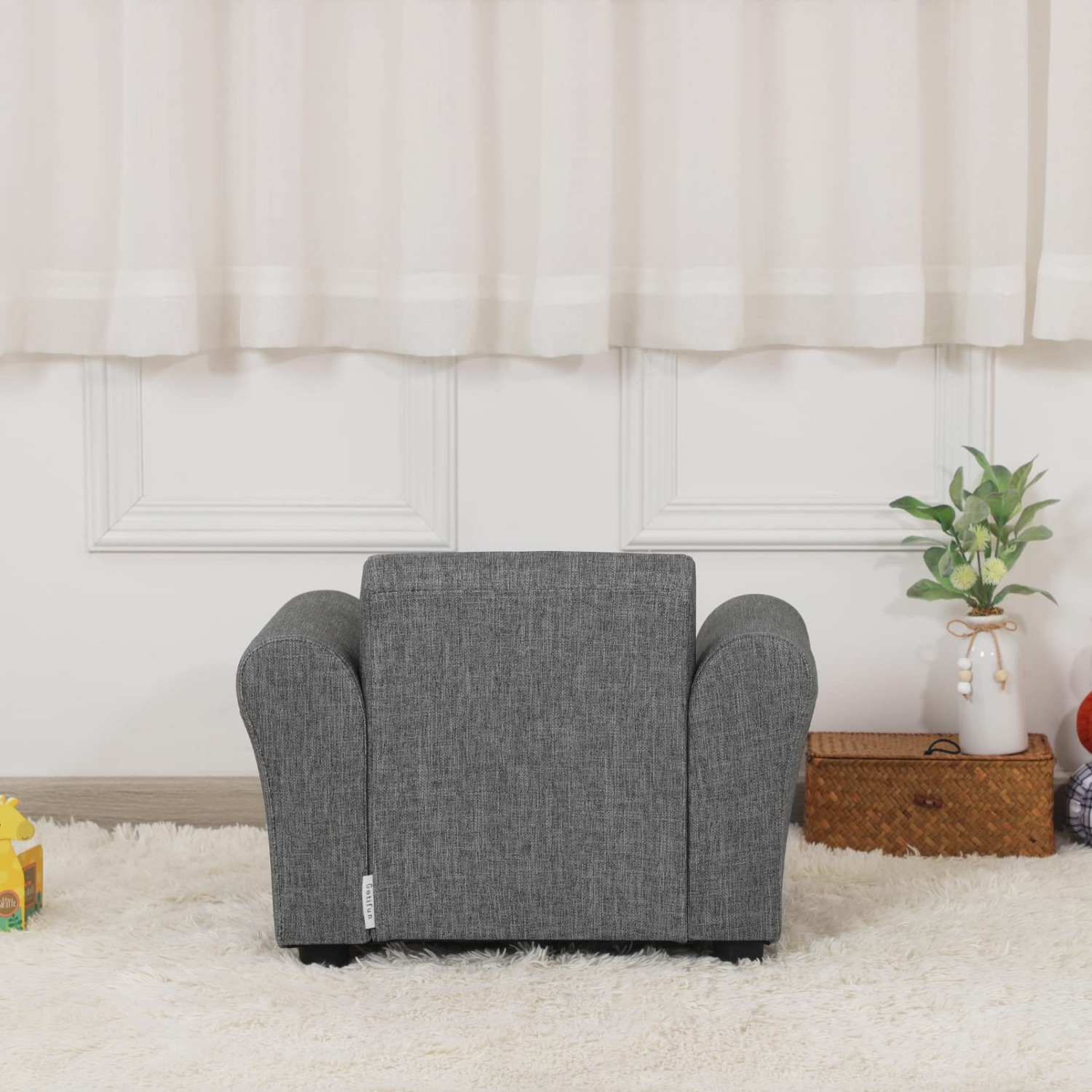 Furniture One Child’s Armchair with Ottoman Gray