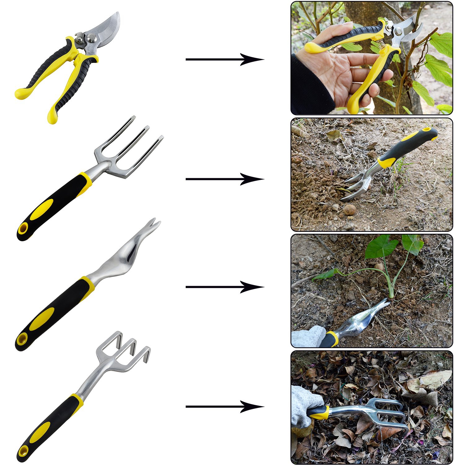 Furniture One 9 Pieces Gardening Tool Set Green