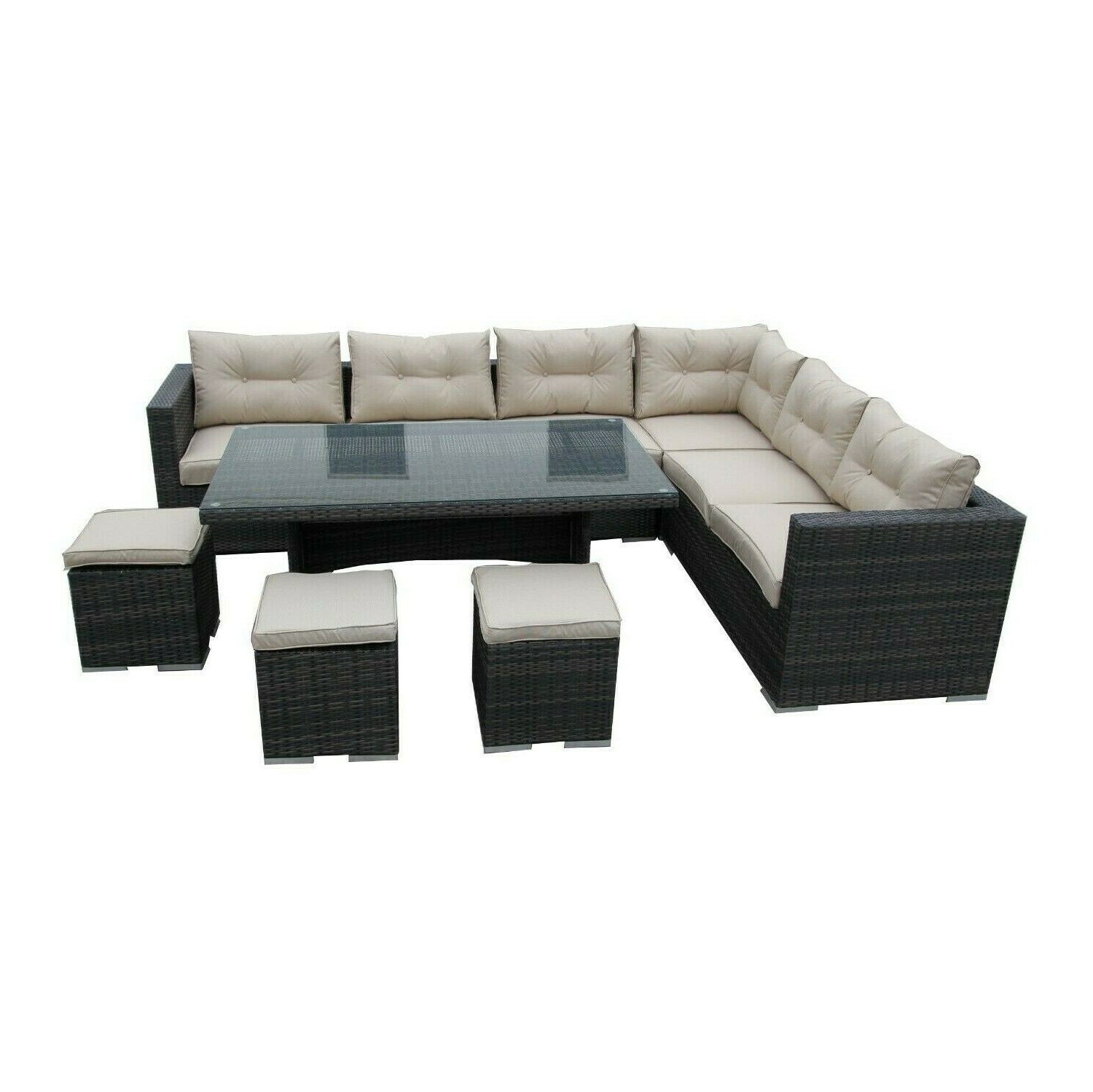 Furniture One 9 Seater Patio Conversation Set ALUMINIUM FRAME FULLY ASSEMBLED Brown