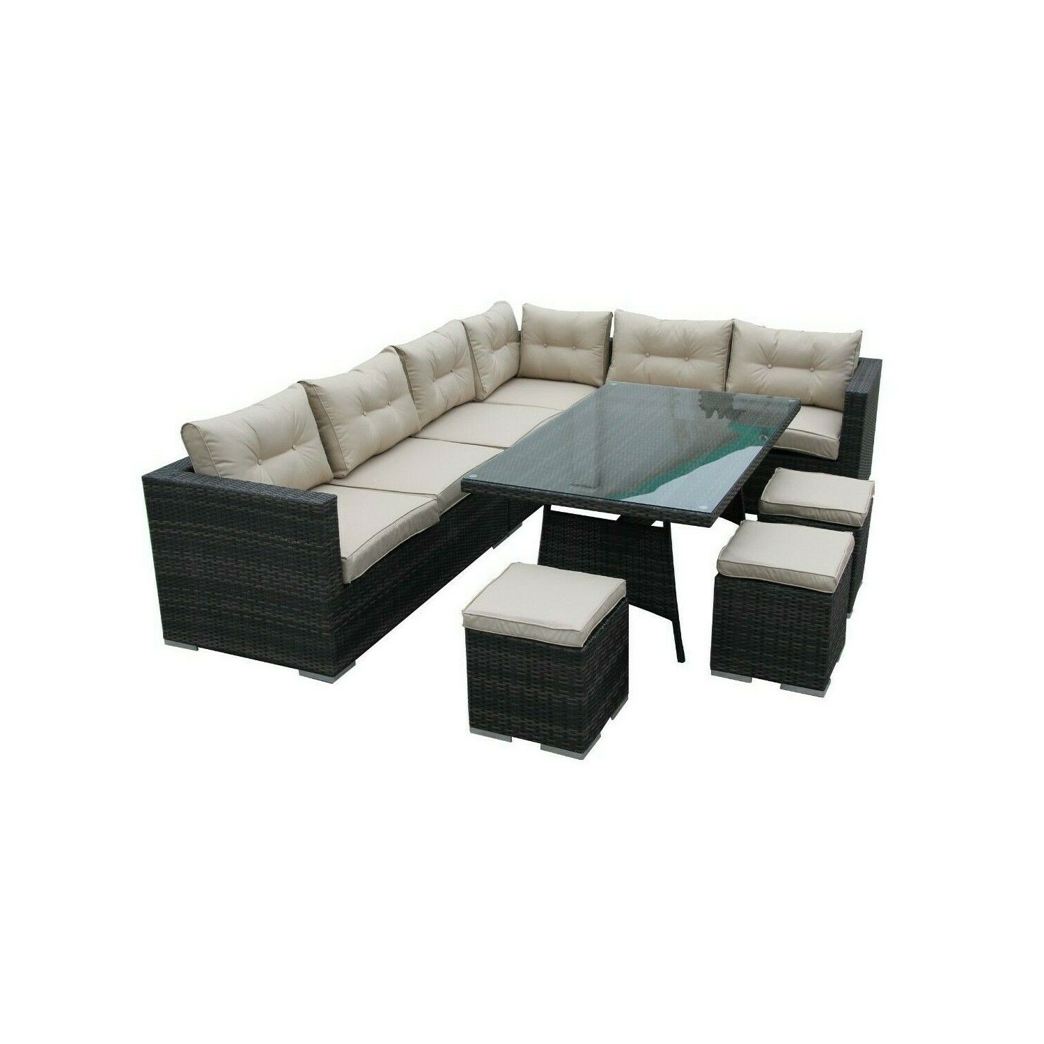 Furniture One 9 Seater Patio Conversation Set ALUMINIUM FRAME FULLY ASSEMBLED Brown