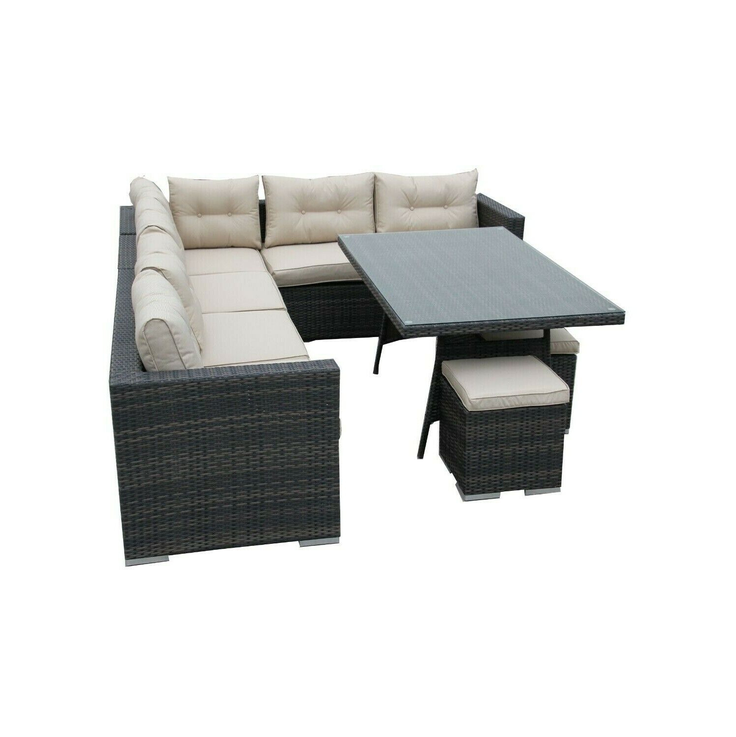 Furniture One 9 Seater Patio Conversation Set ALUMINIUM FRAME FULLY ASSEMBLED Brown