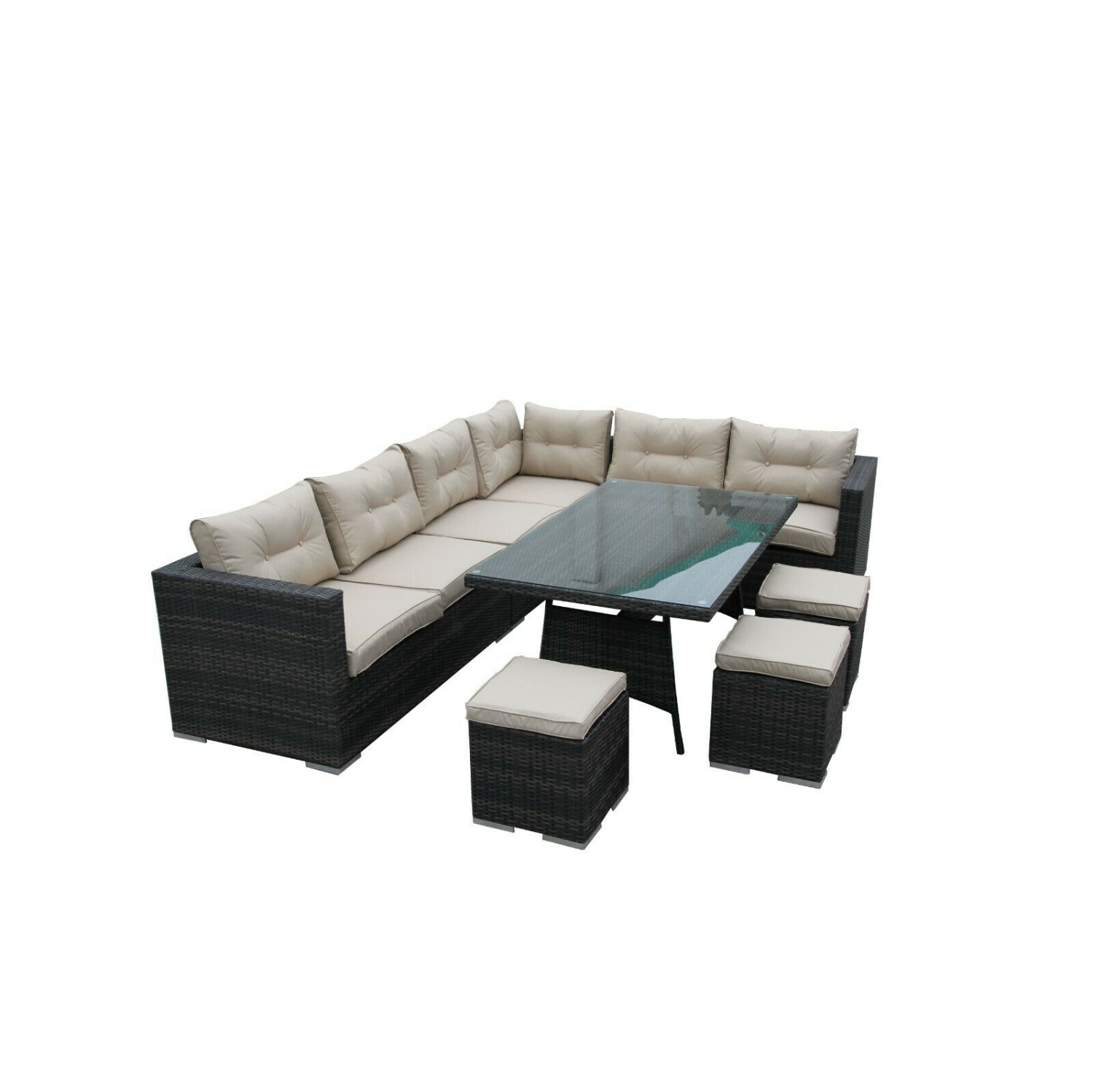 Furniture One 9 Seater Patio Conversation Set ALUMINIUM FRAME FULLY ASSEMBLED Brown