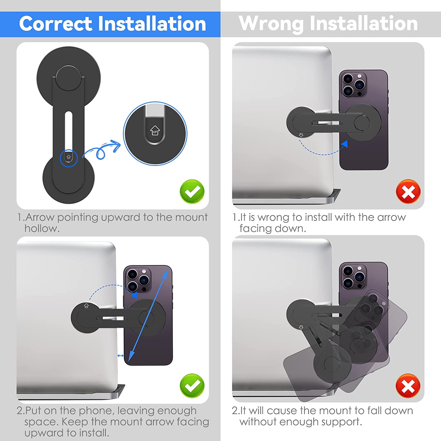 Continuity Camera Mount for MacBook Compatible with Magsafe for iPhone Webcam Mount, Magnetic Phone Holder for Tesla, Laptop & Monitor