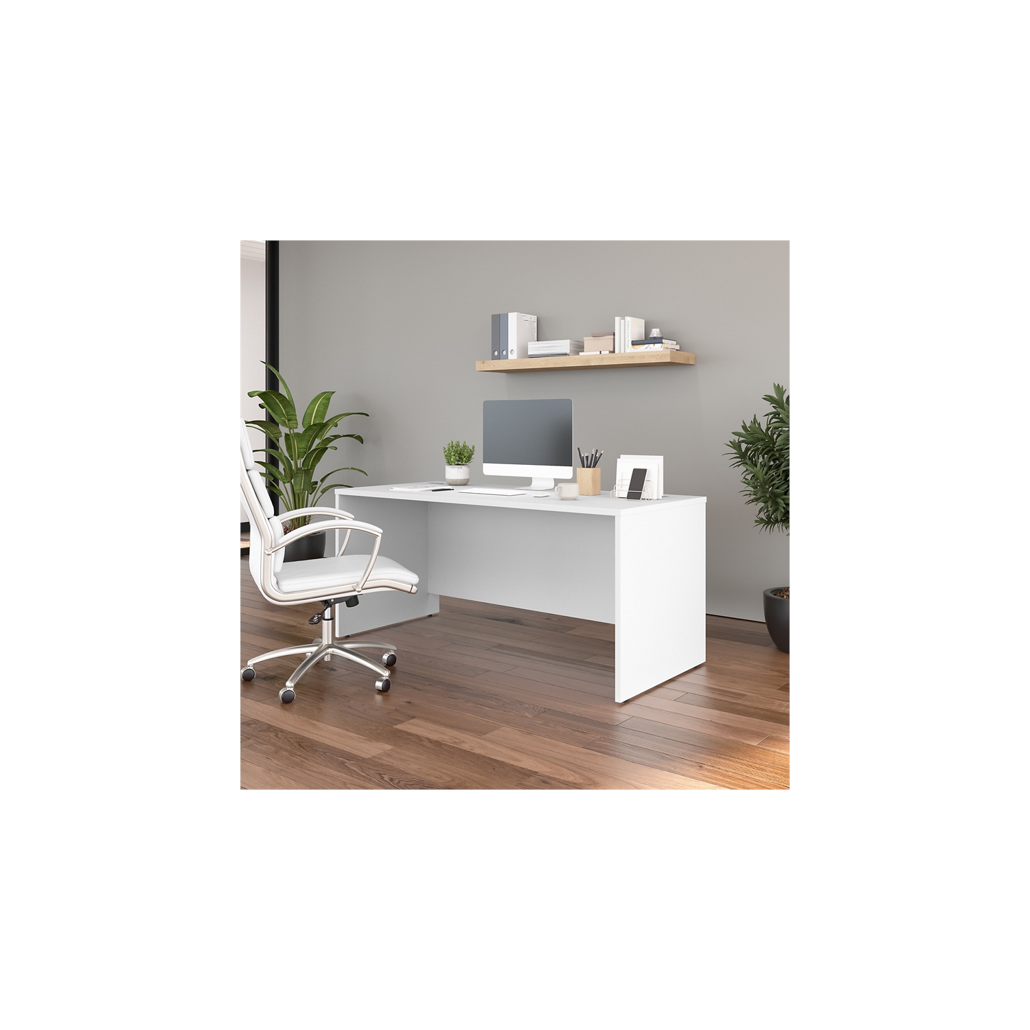Studio C 66W x 30D Office Desk in White - Engineered Wood