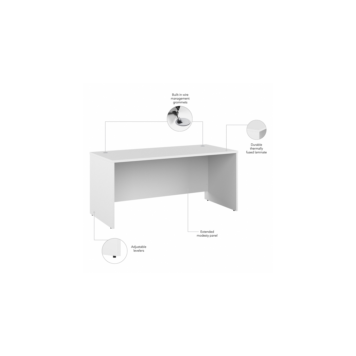 Studio C 66W x 30D Office Desk in White - Engineered Wood