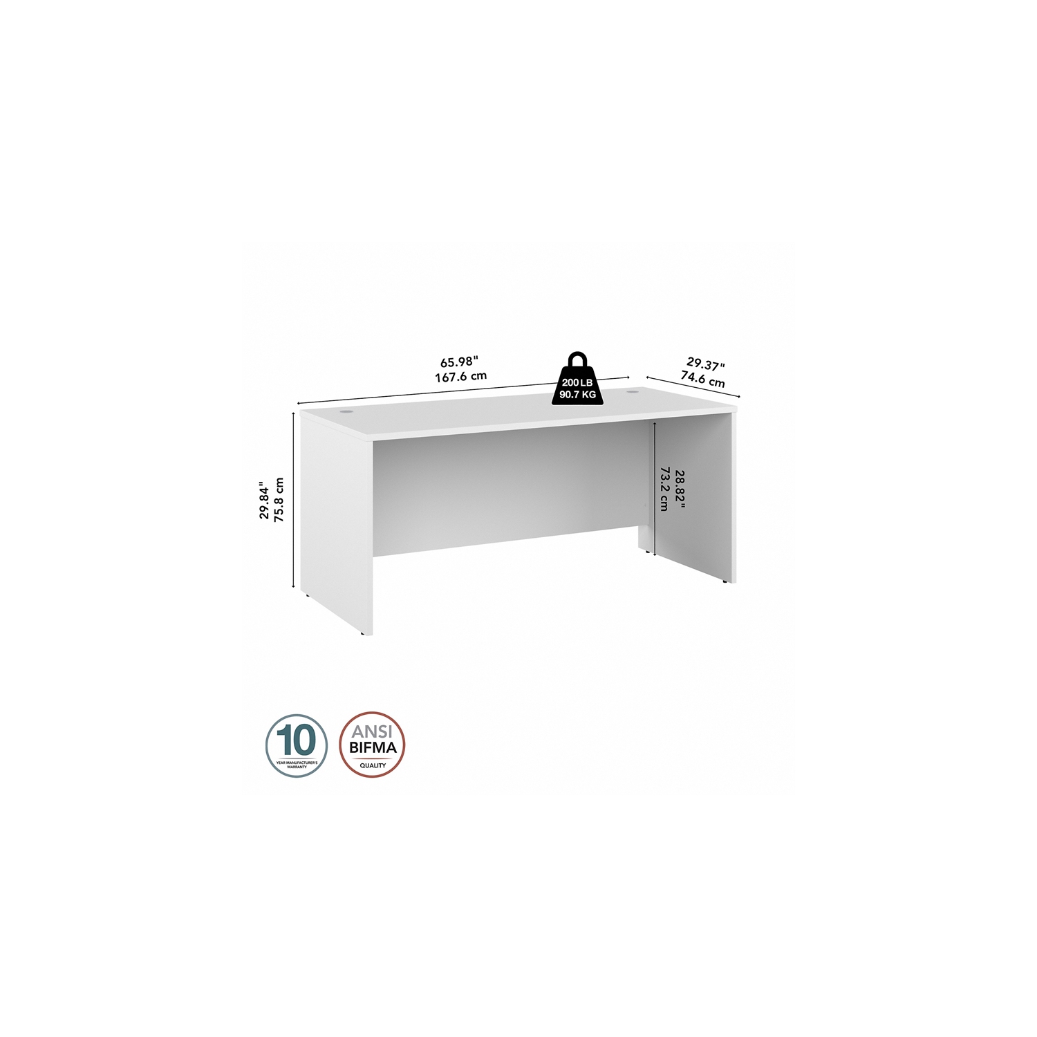 Studio C 66W x 30D Office Desk in White - Engineered Wood