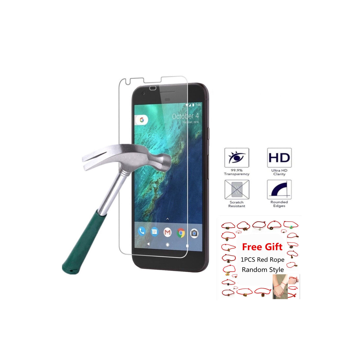 [PAQUET de 2] Protecteur d’écran en verre trempé noir pour Pixel XL de Google - compatible avec les étuis