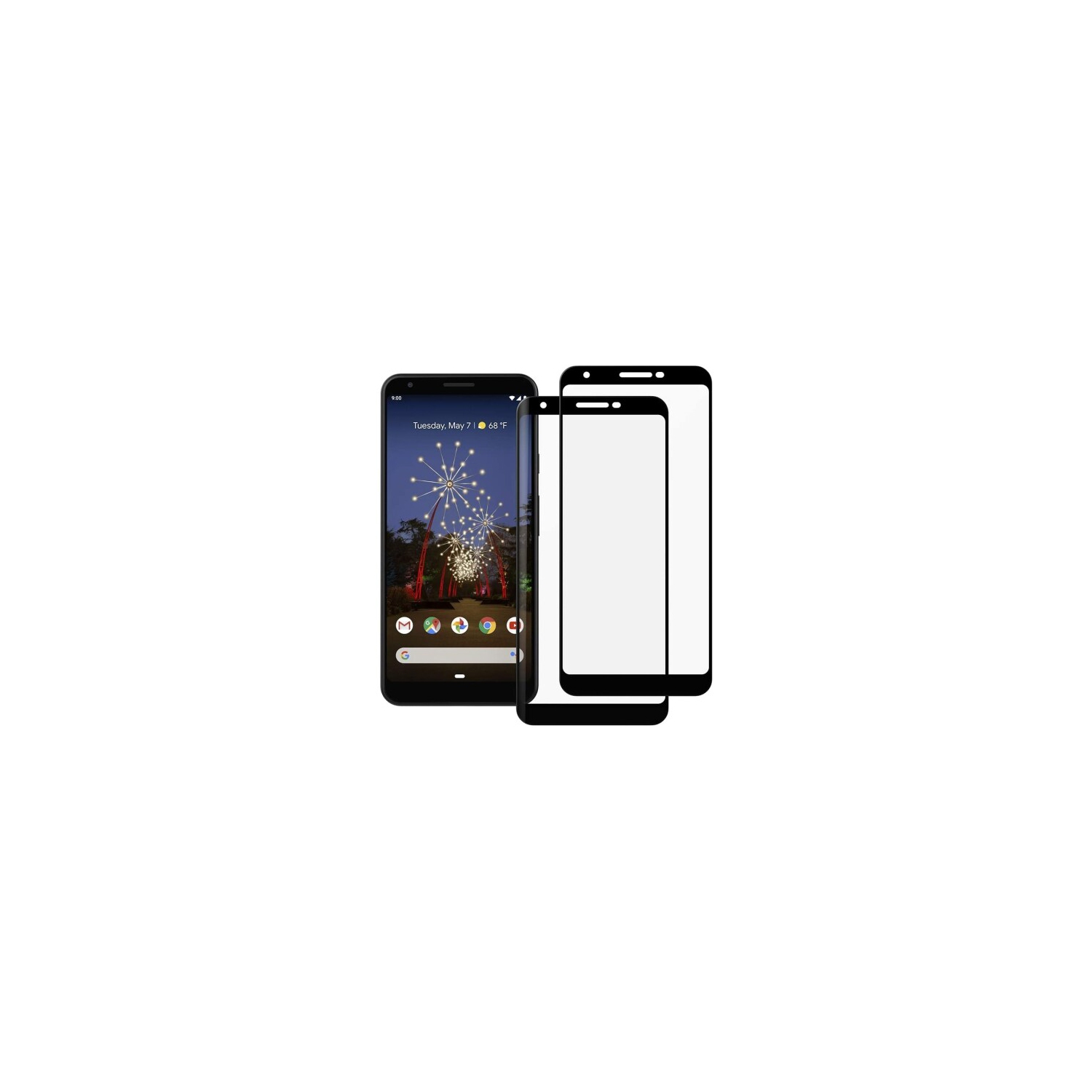 [PAQUET de 2] Protecteur d’écran en verre trempé noir pour Pixel 4 de Google - compatible avec les étuis