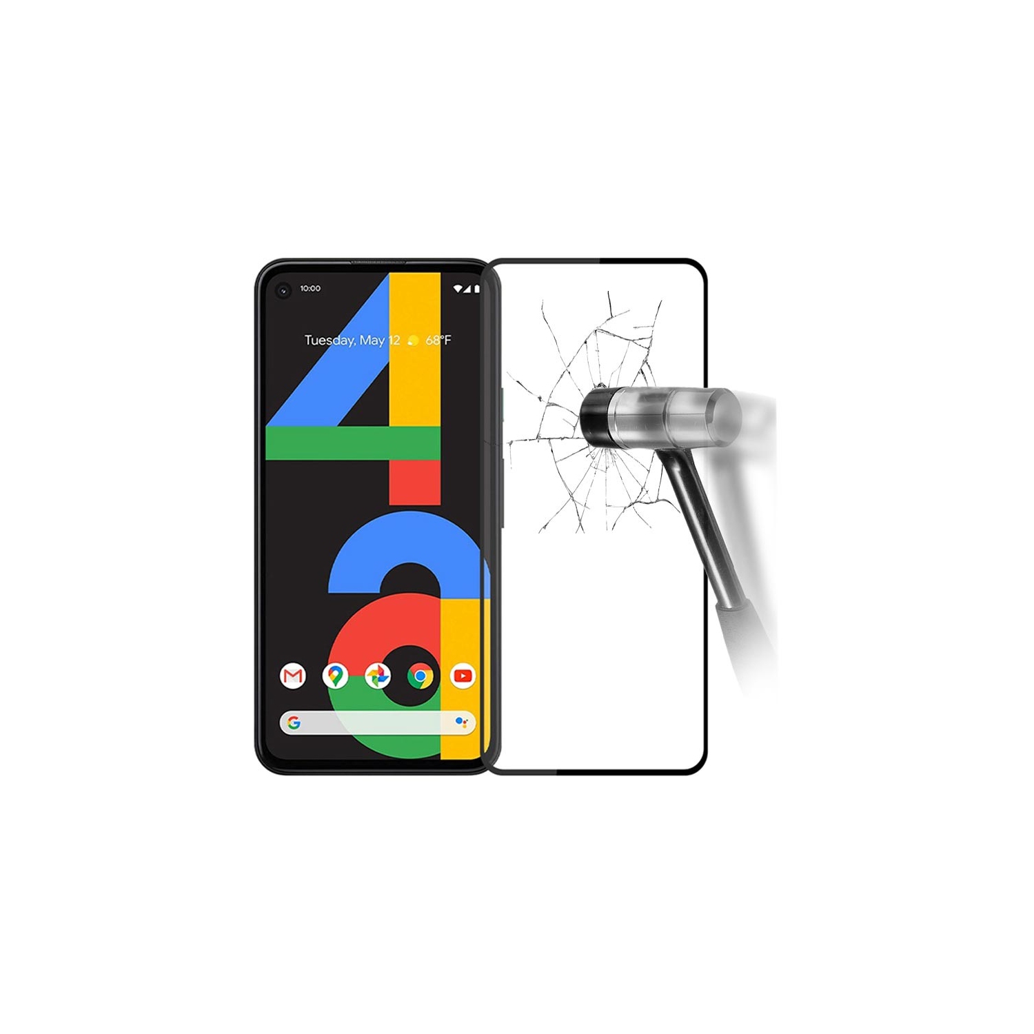 (Paquet de 2) Protecteur d’écran ACL en verre trempé noir pour Pixel 4a de Google