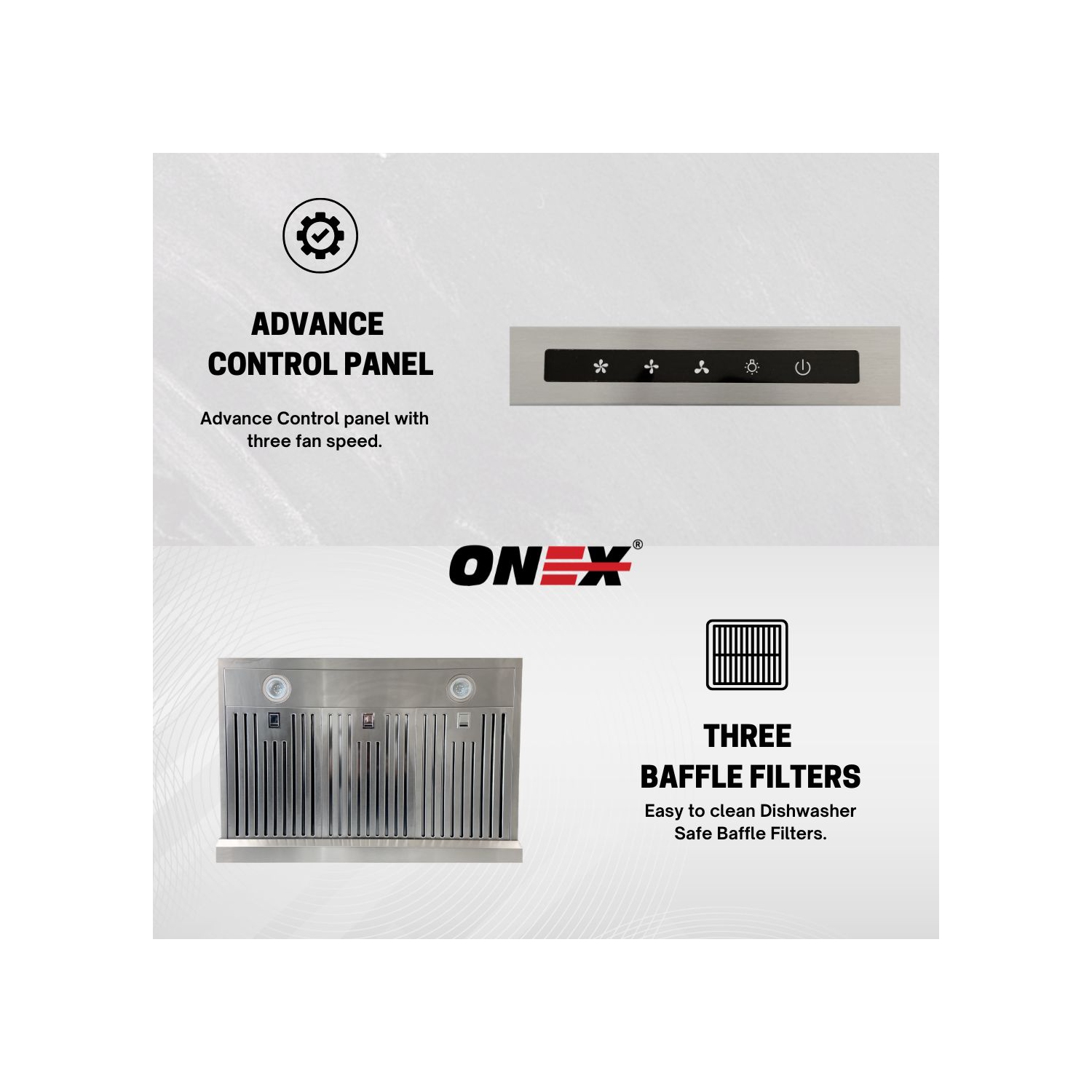 ONEX® 30" 700 CFM Hotte de cuisinière sous armoire en acier inoxydable #OHF60WH
