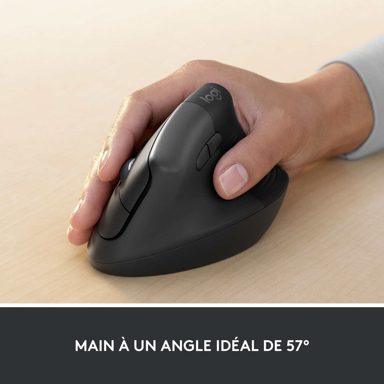 Souris Bluetooth verticale ergonomique Lift de Logitech - Graphite