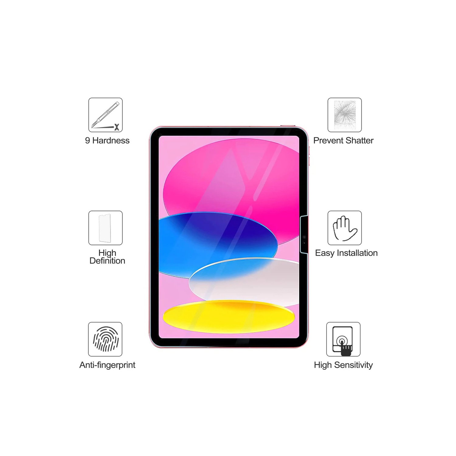 [CS] Protecteur d'écran en verre trempé de qualité supérieure pour iPad A16 11ᵉ gén d'Apple. / IPad 10ᵉ gén., étui et sans bulles