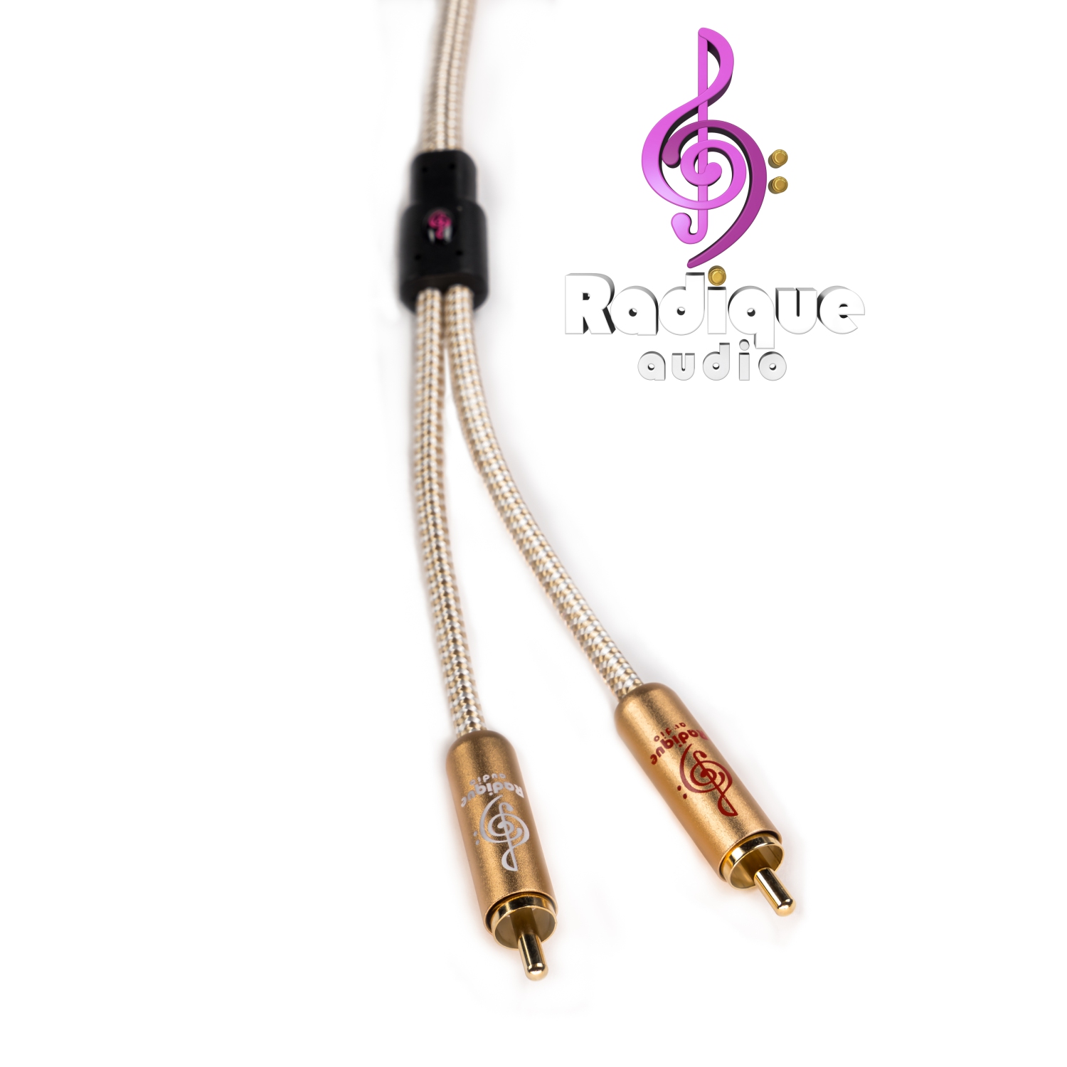 Câble répartiteur de haut-parleur d'extrêmes graves série Gold de Radique Audio | RCA femelle vers RCA double mâle | 8&nbsp;po blindé rétro