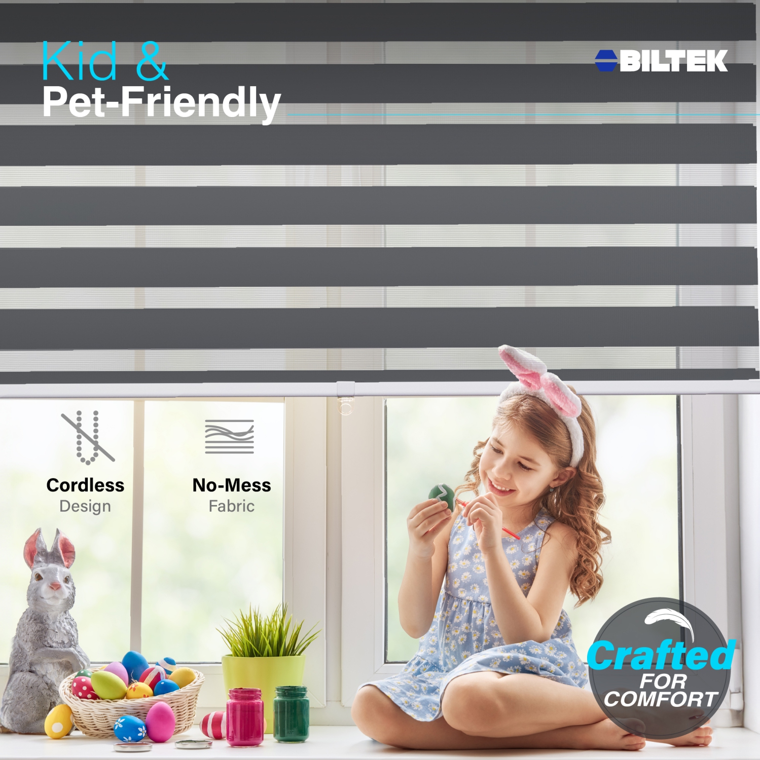 Stores sans fil à lamelles en forme de zèbre avec deux couches : Stores Unis et diaphane. Gris, 26 larg. X 72 haut.