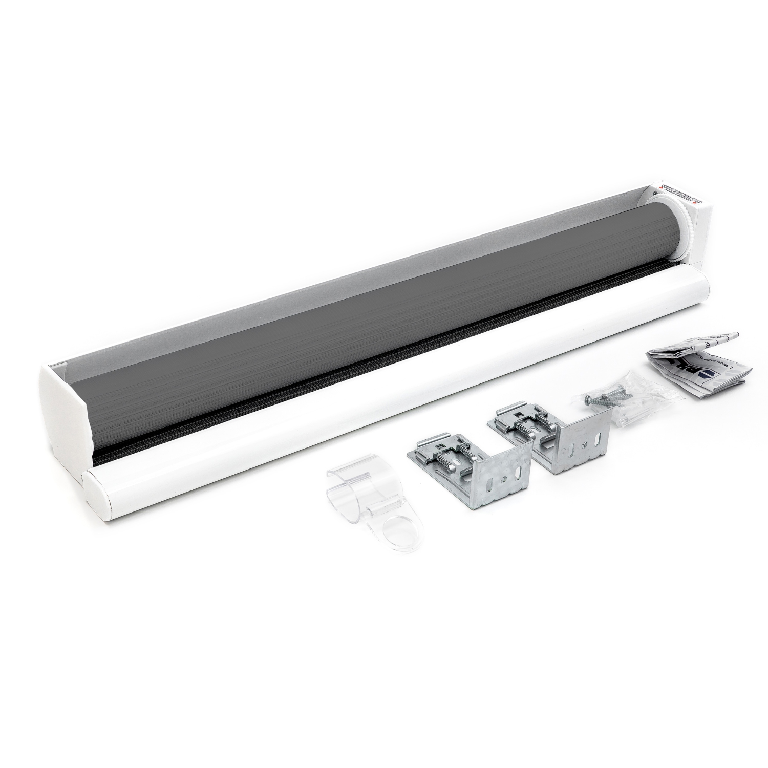 Stores sans fil à lamelles en forme de zèbre avec deux couches : Stores Unis et diaphane. Gris, 26 larg. X 72 haut.