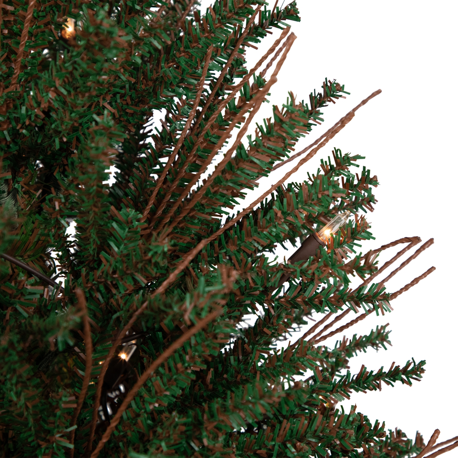 Arbre de Noël artificiel en toile de jute, Torsades moyenne de Varsovie, 4 pi - lumières transparentes