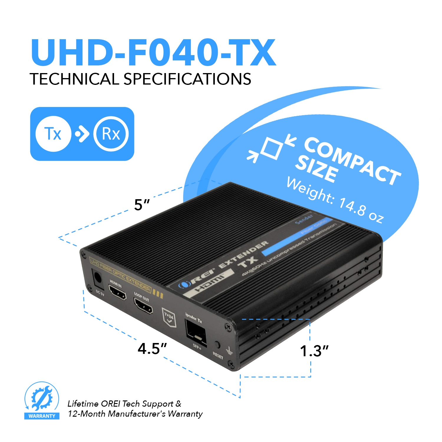 4K HDMI Extender Balun Over Fiber Optic Cable, HDR10, ARC & RS-232 Up to 40 KM - One to Many