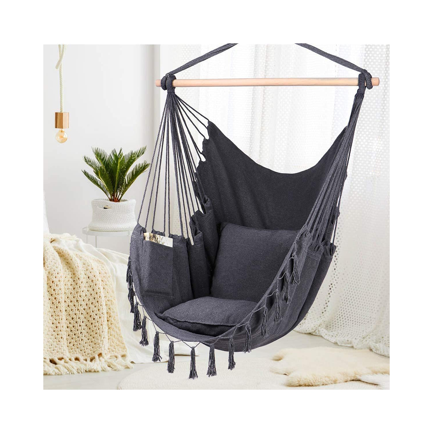 Toile de chaise pivotante avec hamac et 2 coussins de siège avec sac de transport