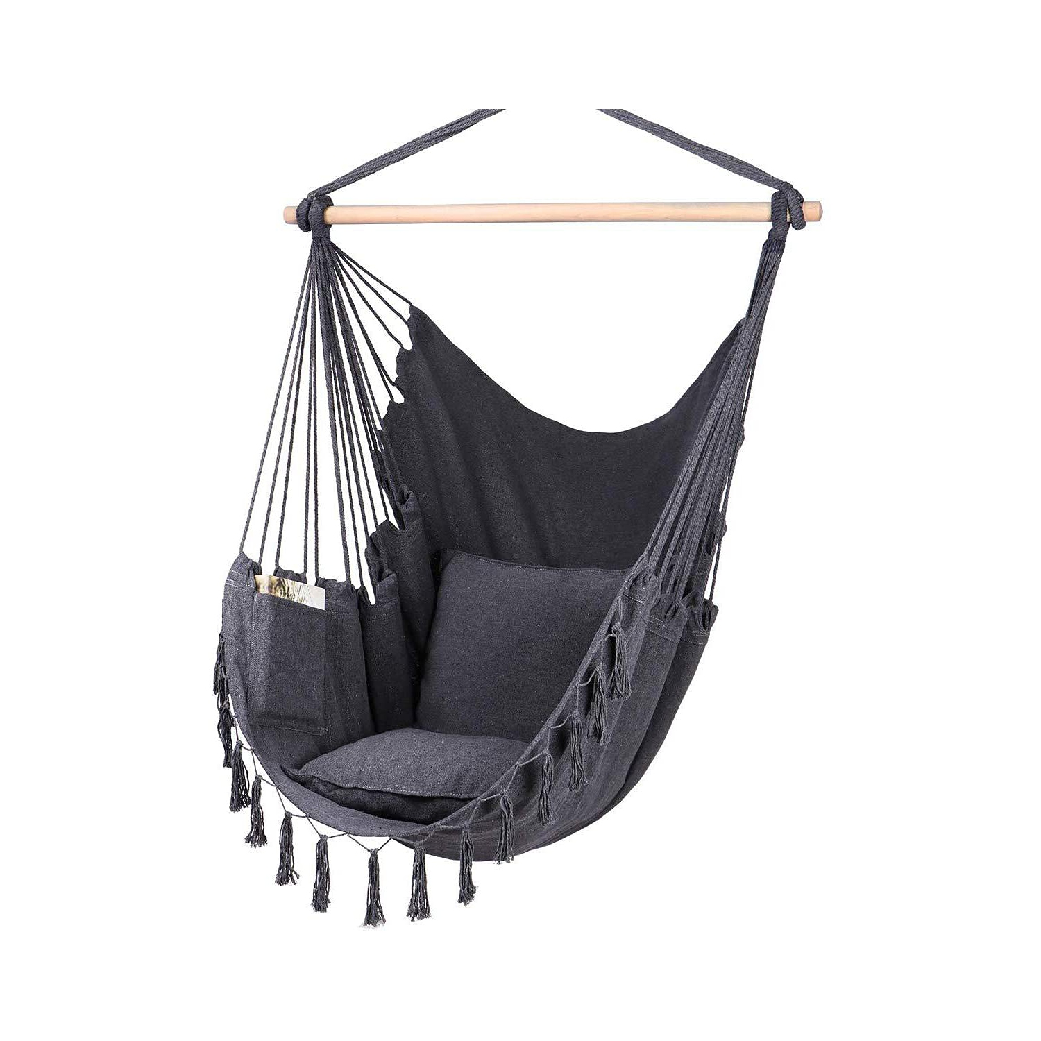 Toile de chaise pivotante avec hamac et 2 coussins de siège avec sac de transport