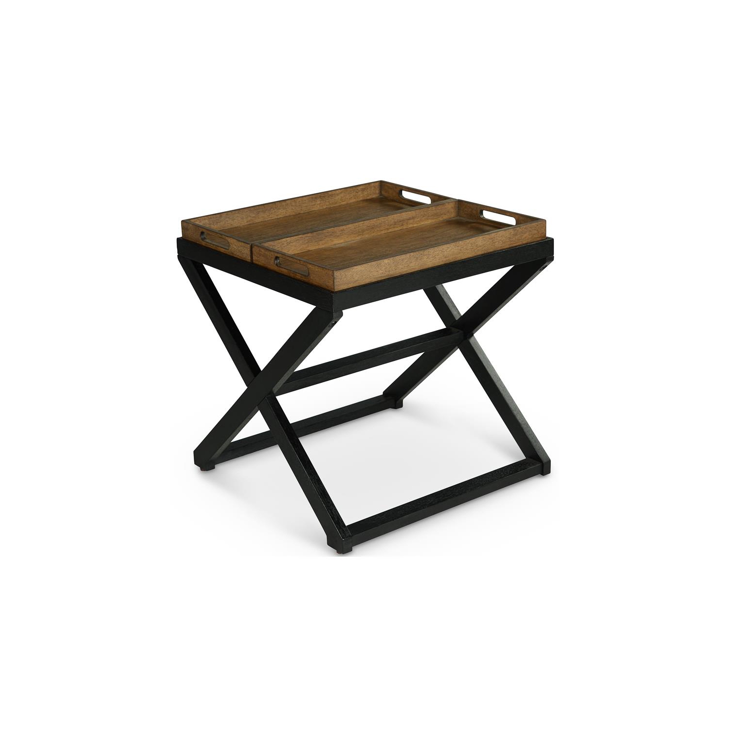 Bowery Hill Mid-Century Walnut and Ebony Solid Wood End Table