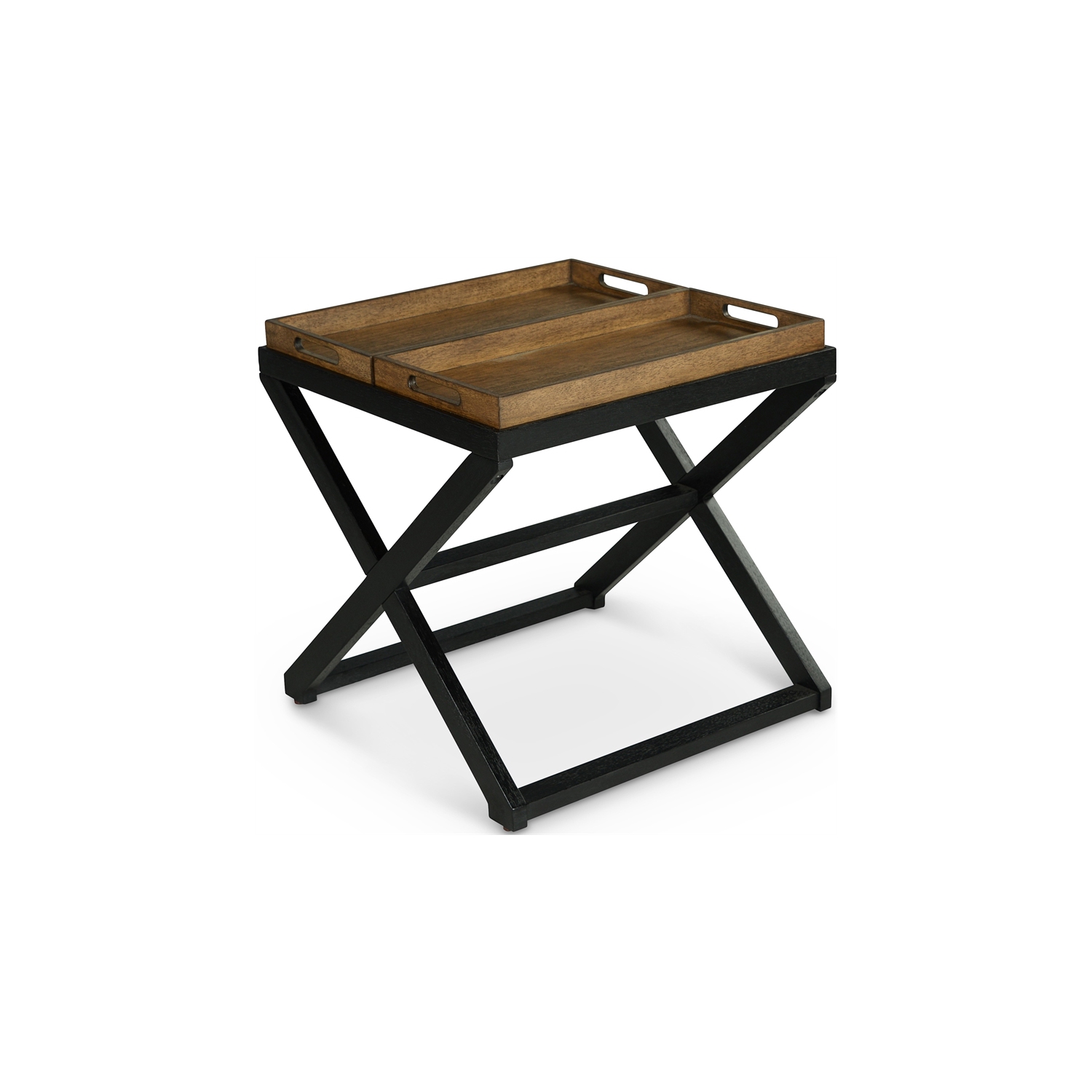 Bowery Hill Mid-Century Walnut and Ebony Solid Wood End Table