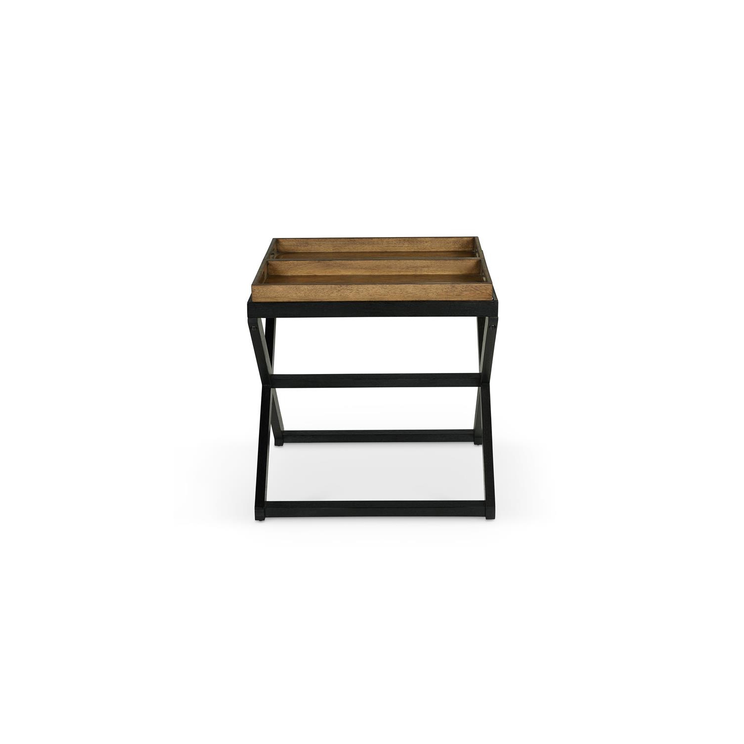 Bowery Hill Mid-Century Walnut and Ebony Solid Wood End Table