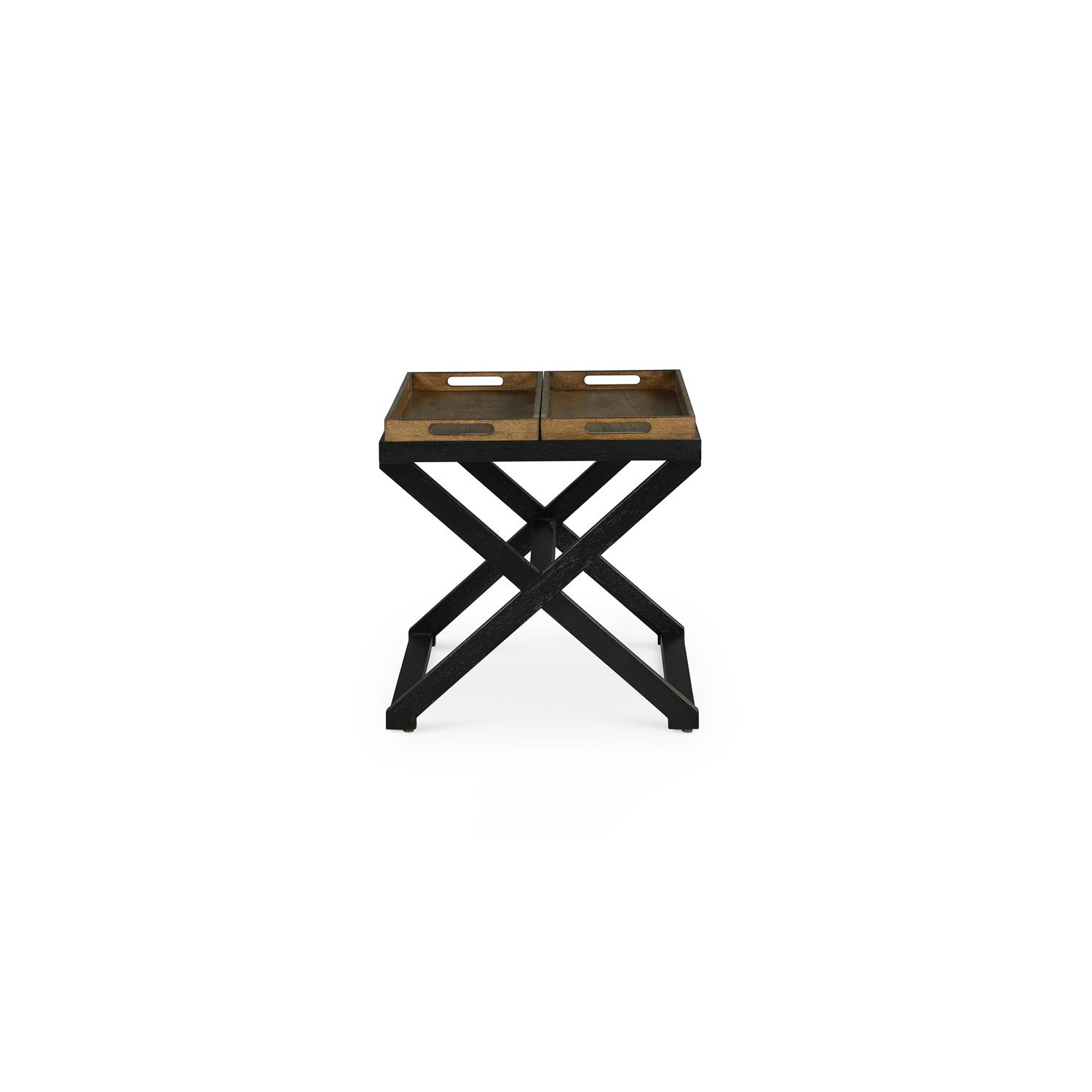 Bowery Hill Mid-Century Walnut and Ebony Solid Wood End Table