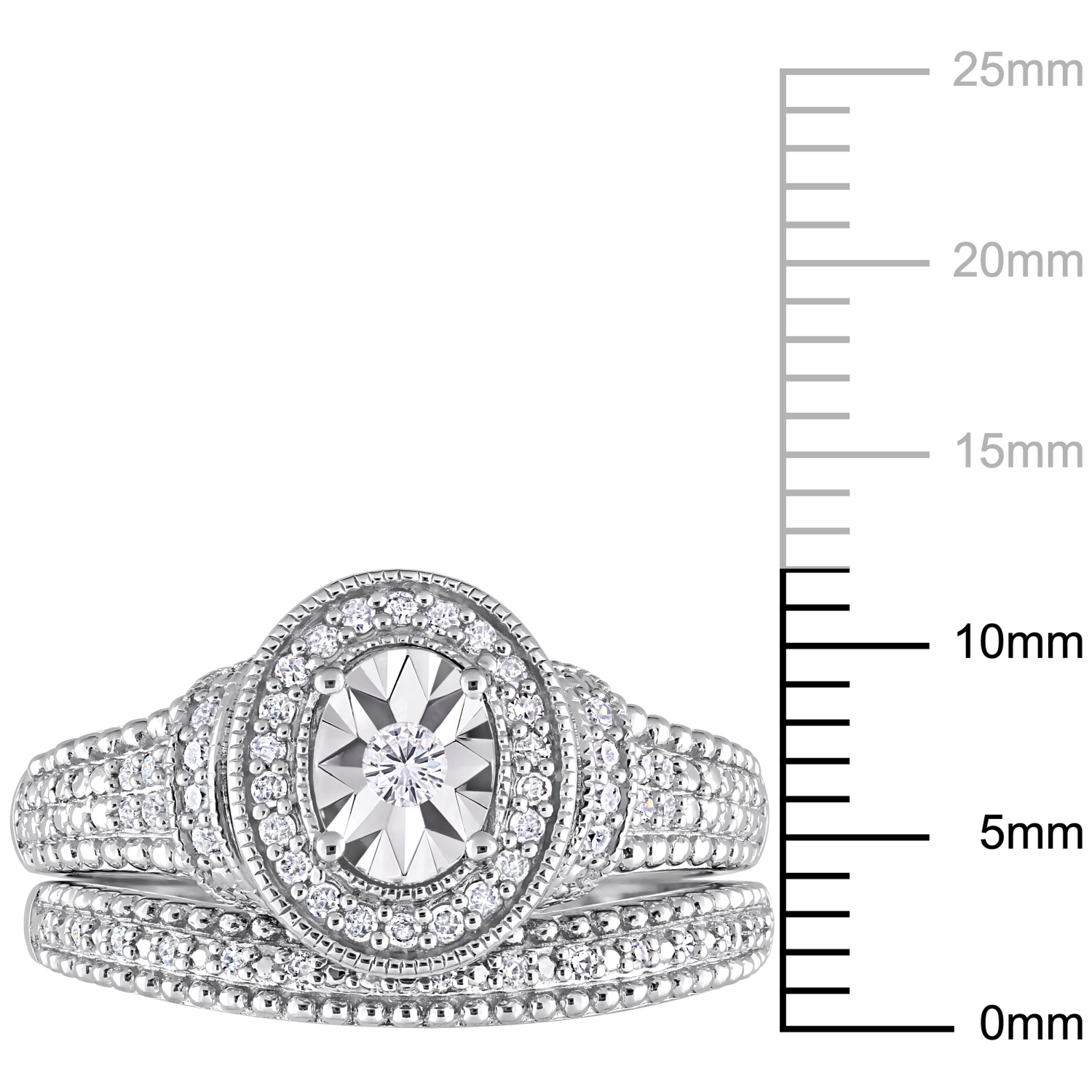 Amour 1/4 CT TW Diamond Bridal Ring Set Silver - Size 7