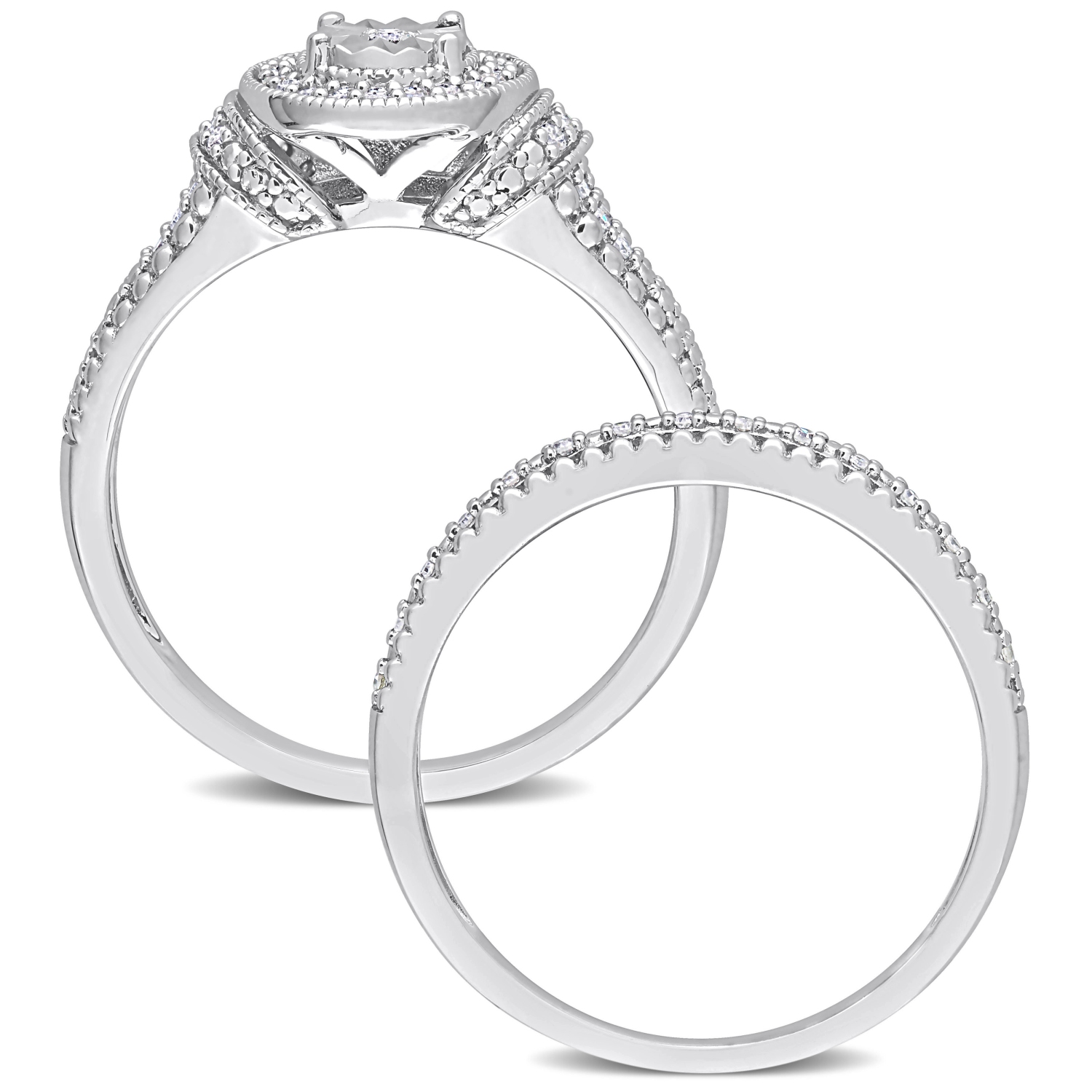 Amour 1/4 CT TW Diamond Bridal Ring Set Silver - Size 7