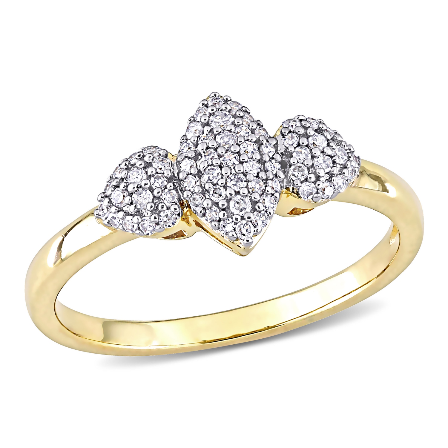 Amour 1/5 CT TW Bague en Grappe de Diamants en Argent Jaune