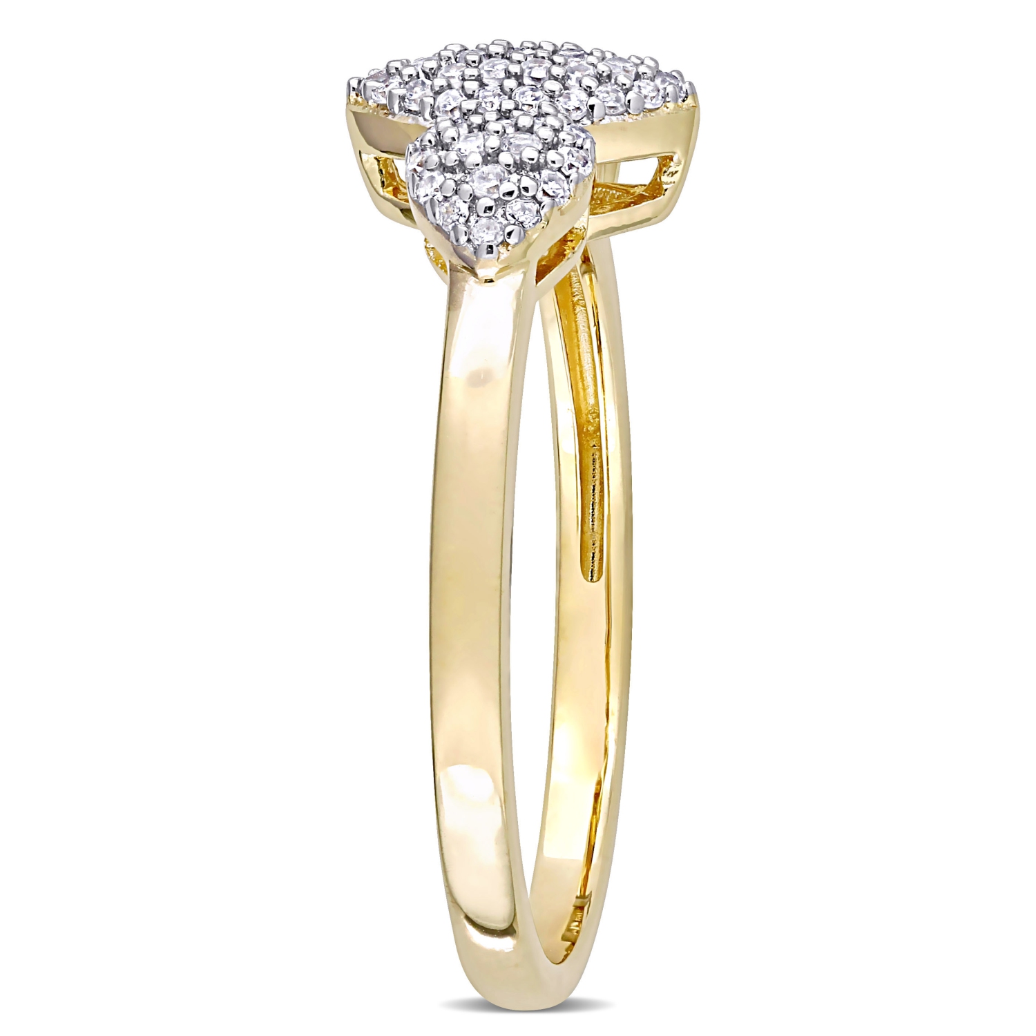 Amour 1/5 CT TW Bague en Grappe de Diamants en Argent Jaune