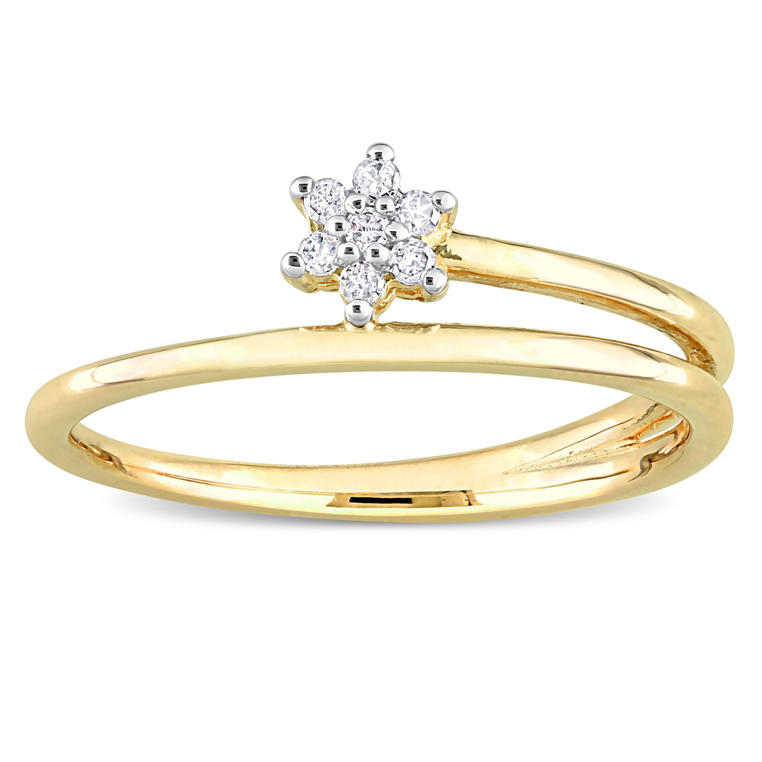 Amour Diamond Accent Promise Ring Yellow Silver - Size 6