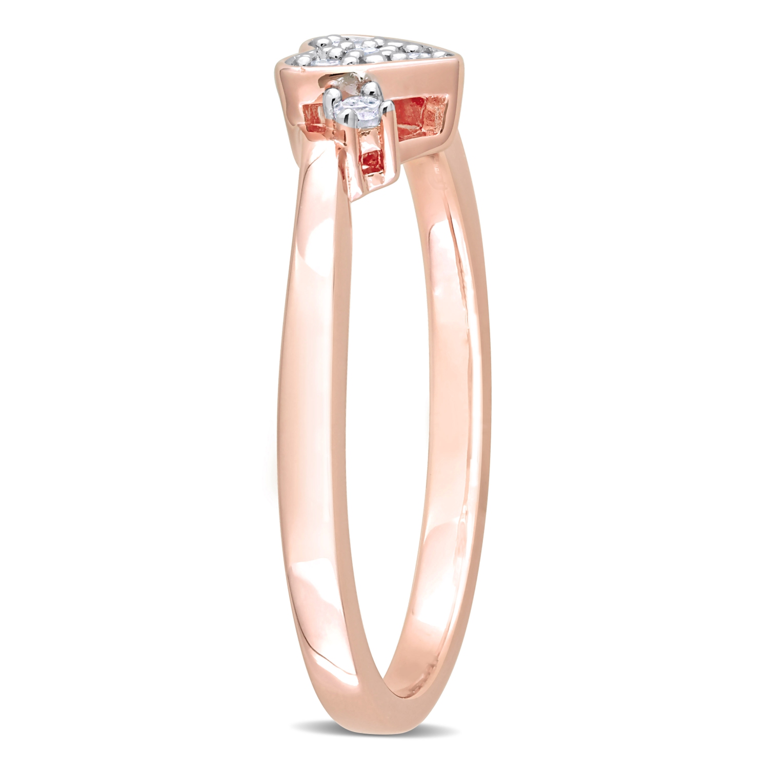 Amour 1/10 CT TW Diamond Heart Ring Pink Silver - Size 8
