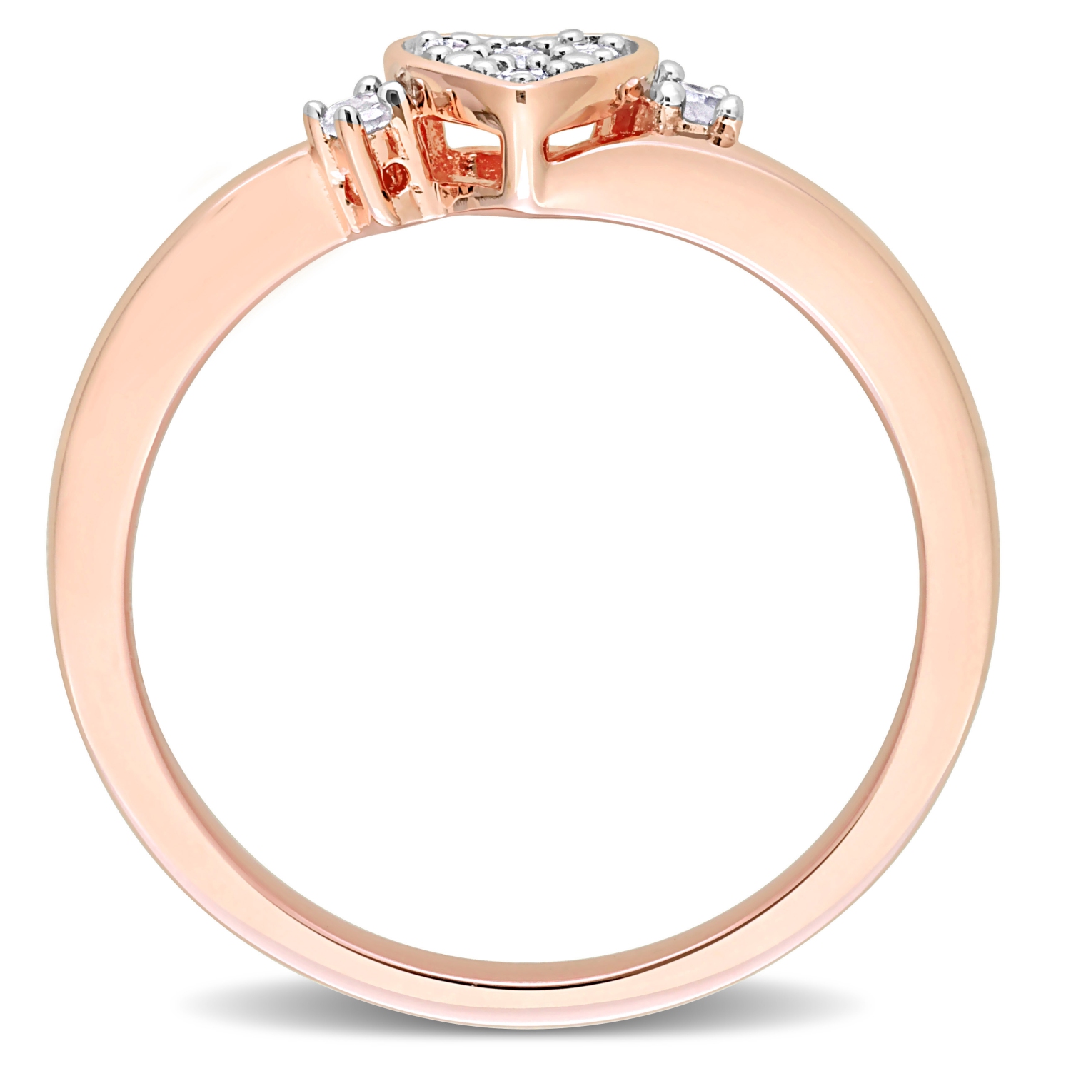 Amour 1/10 CT TW Diamond Heart Ring Pink Silver - Size 8