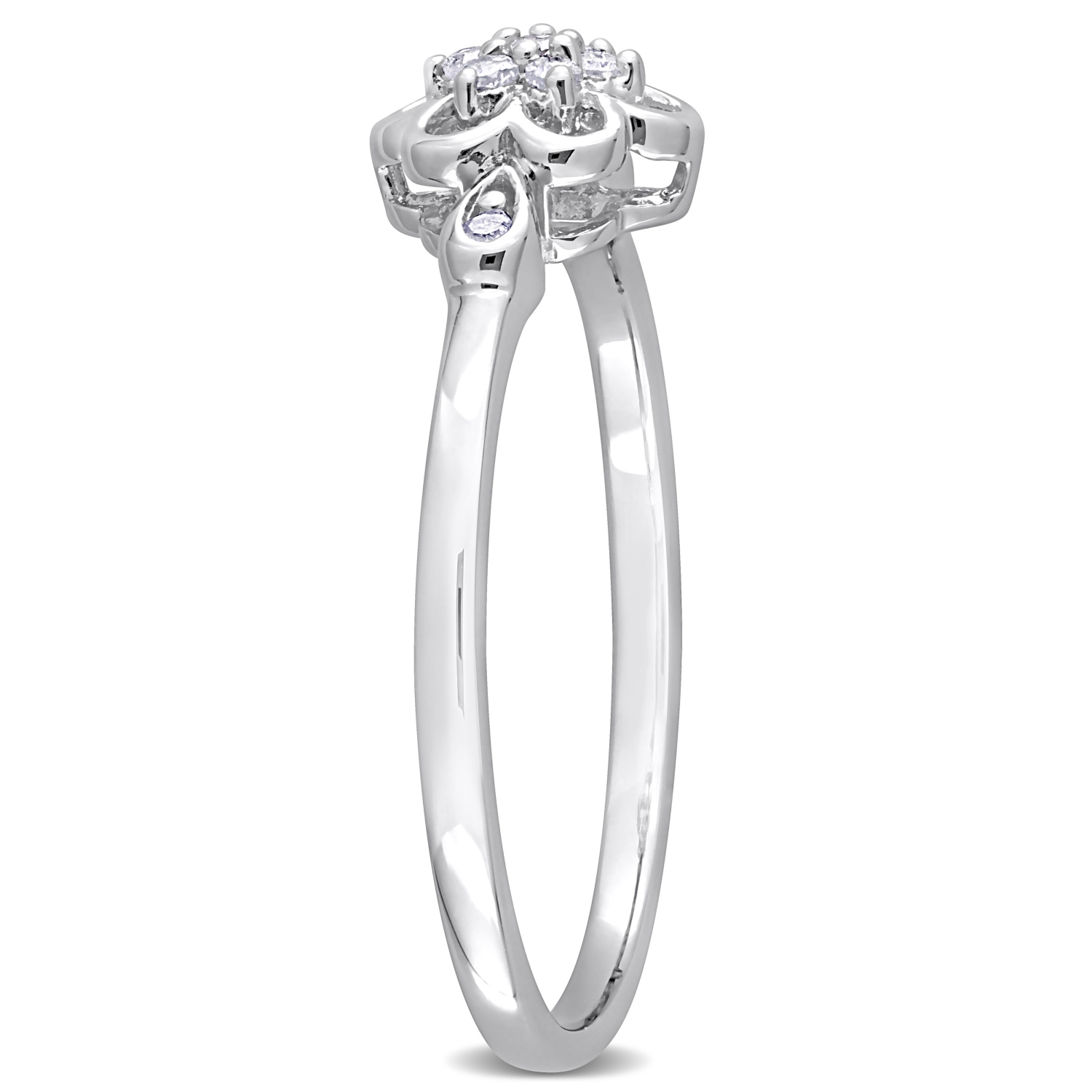 Amour 1/10 CT TW Diamond Flower Ring Silver - Size 7