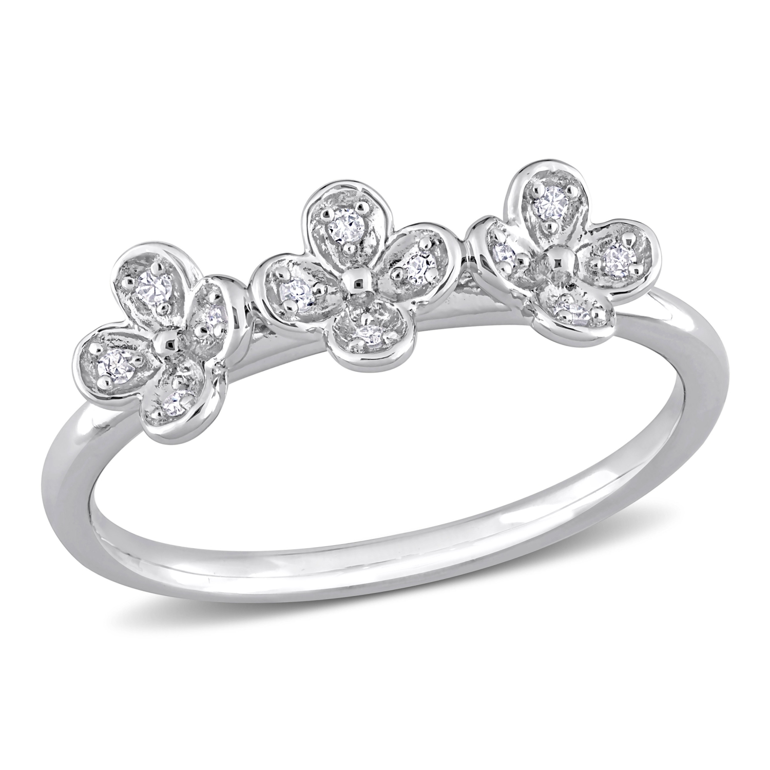 Amour Diamond Accent Floral Ring Silver - Size 6