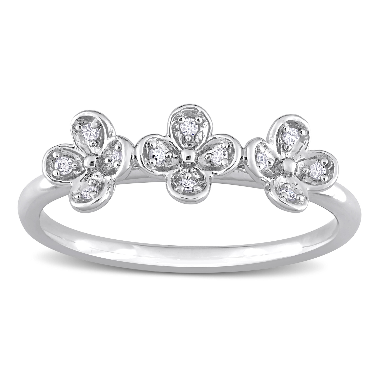 Amour Diamond Accent Floral Ring Silver - Size 6