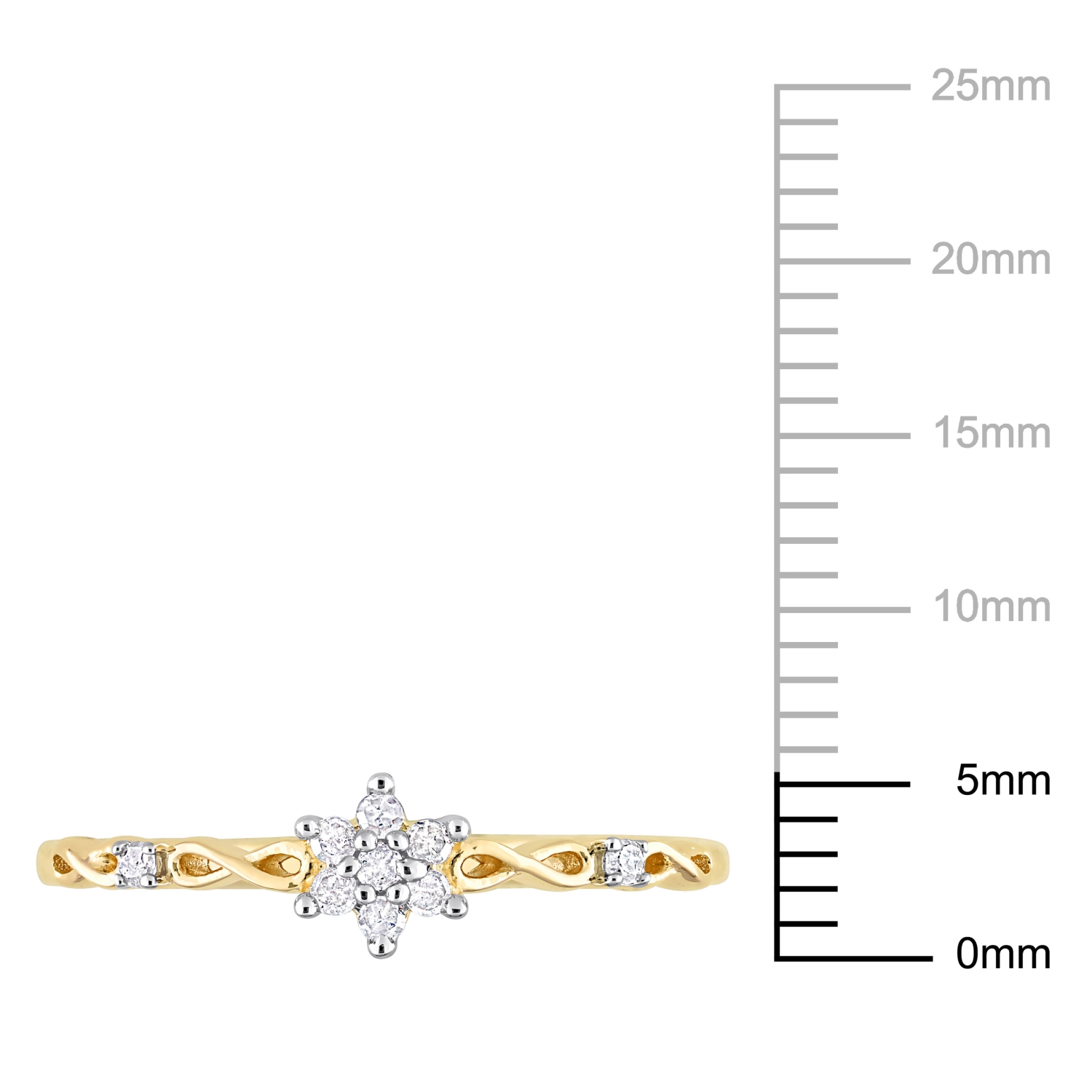Amour 1/10 CT TW Diamond Promise Ring Yellow Silver - Size 7