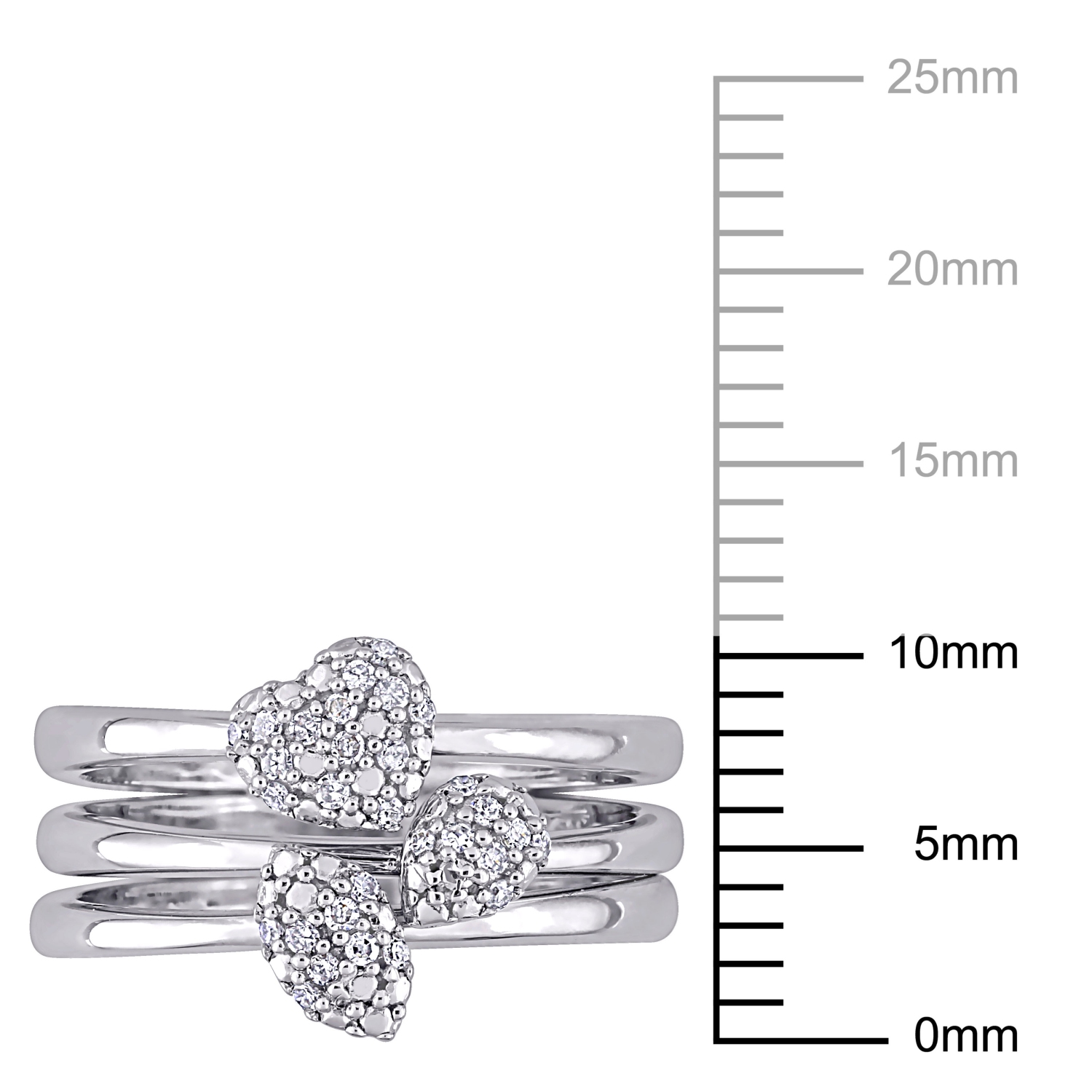 Amour 1/6 CT TW Diamond 3-Piece Stackable Ring Set Silver - Size 8