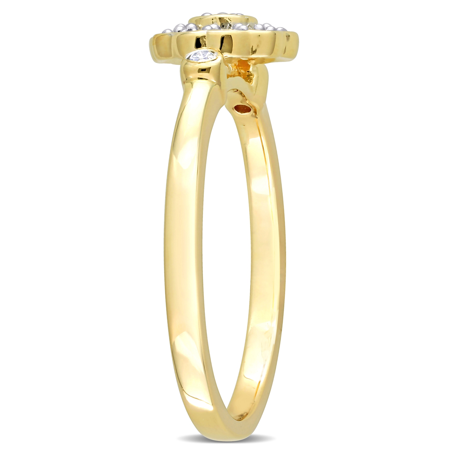 Amour 1/5 CT TW Diamond Flower Ring Yellow Silver - Size 8