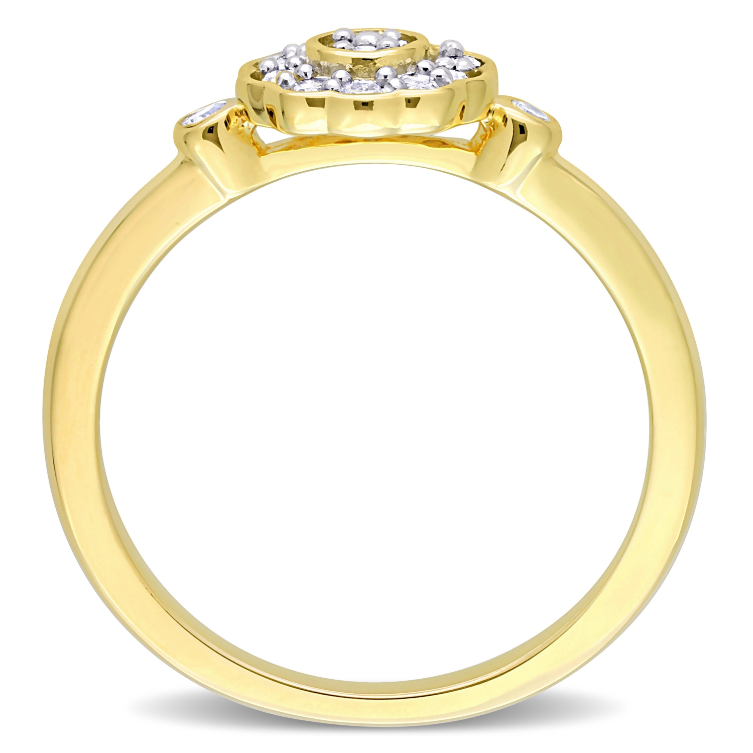 Amour 1/5 CT TW Diamond Flower Ring Yellow Silver - Size 8