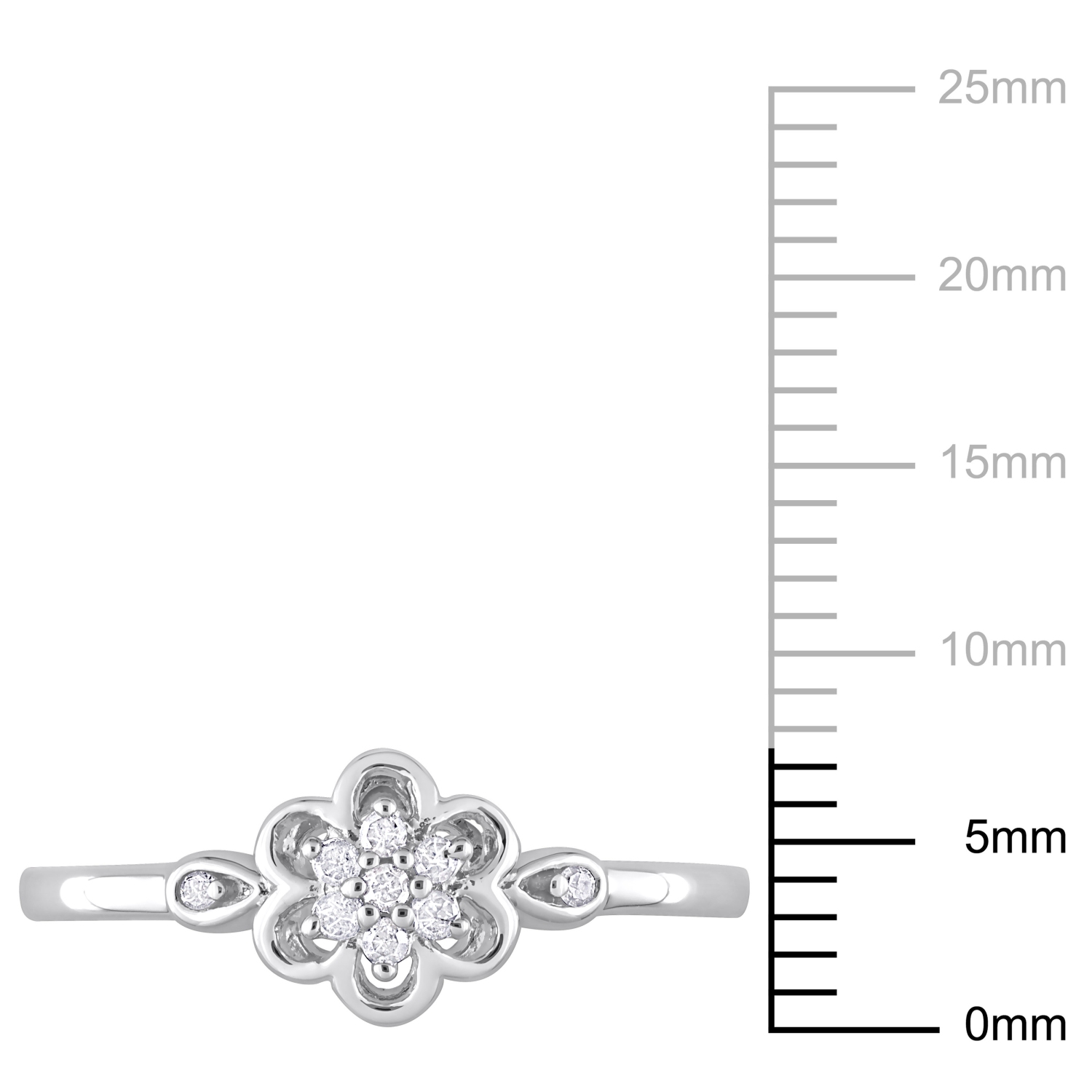 Amour 1/10 CT TW Diamond Flower Ring Silver - Size 8