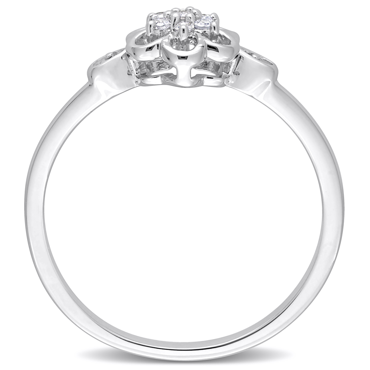 Amour 1/10 CT TW Diamond Flower Ring Silver - Size 8