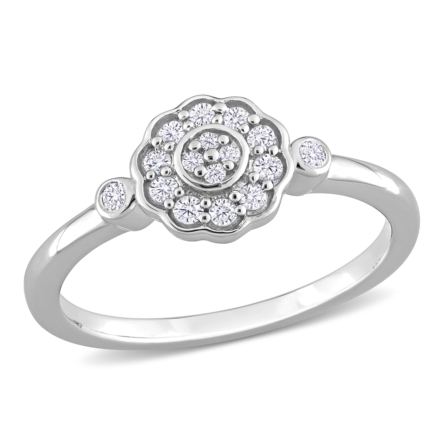 Amour 1/5 CT TW Diamond Flower Ring Silver - Size 7