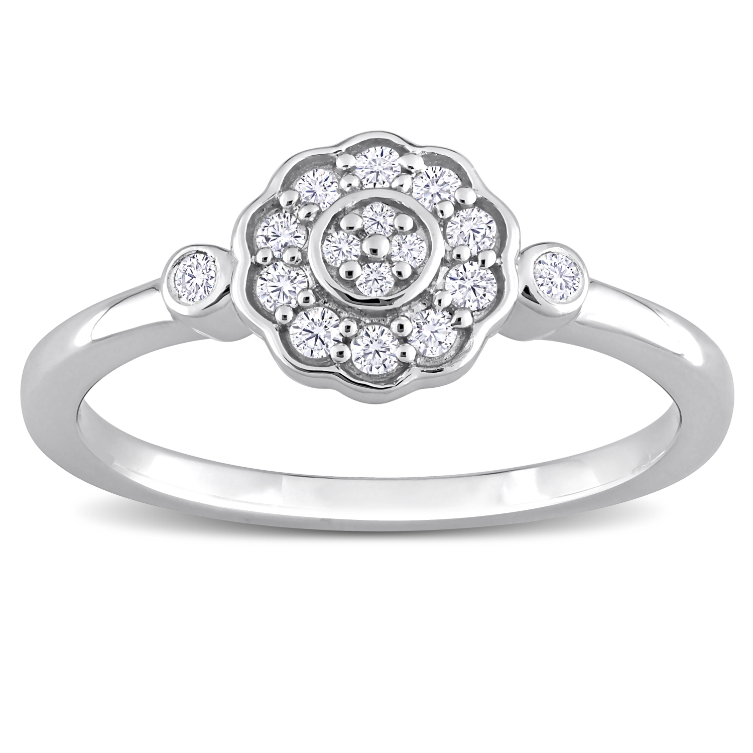 Amour 1/5 CT TW Diamond Flower Ring Silver - Size 7