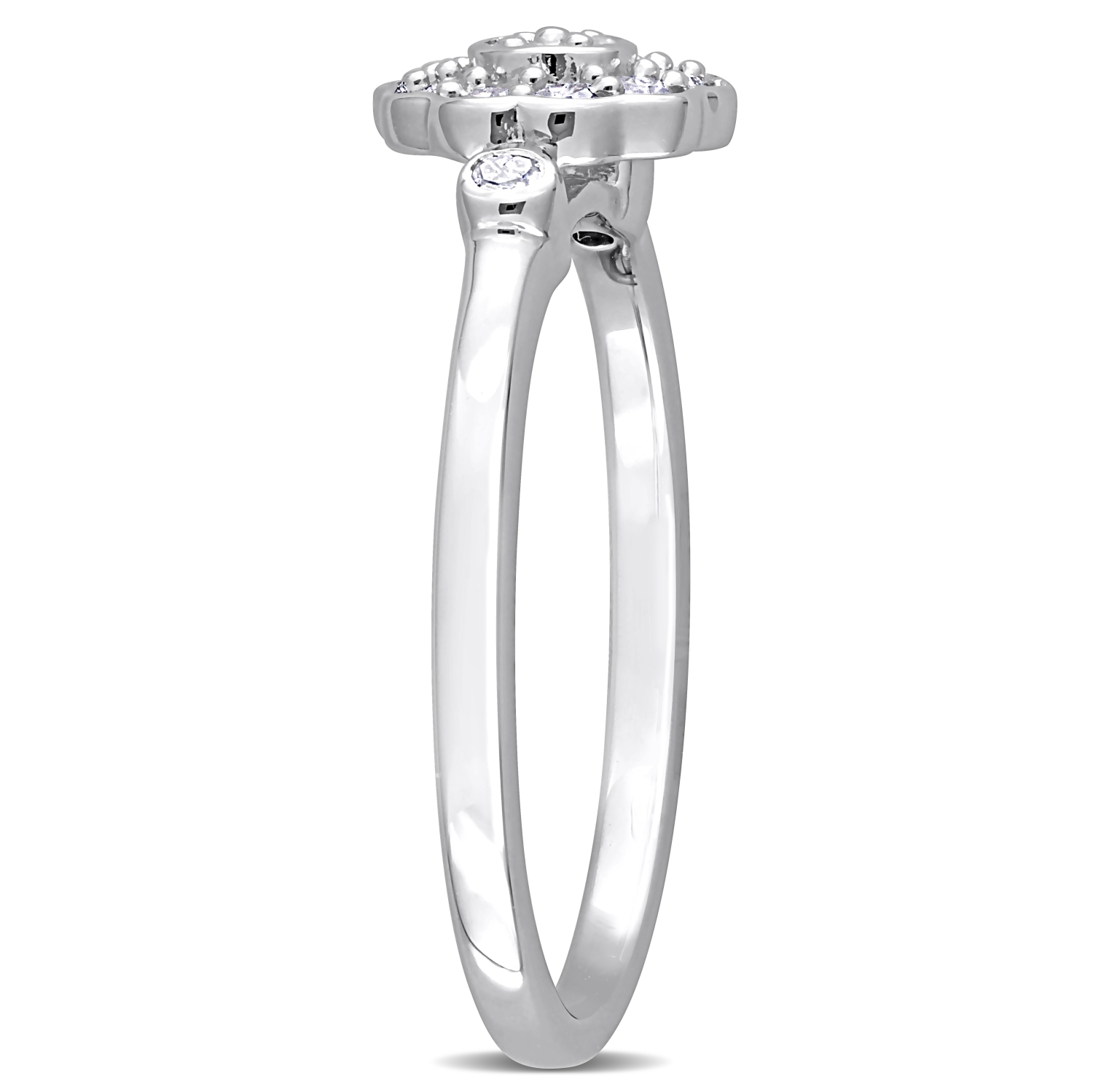 Amour 1/5 CT TW Diamond Flower Ring Silver - Size 7