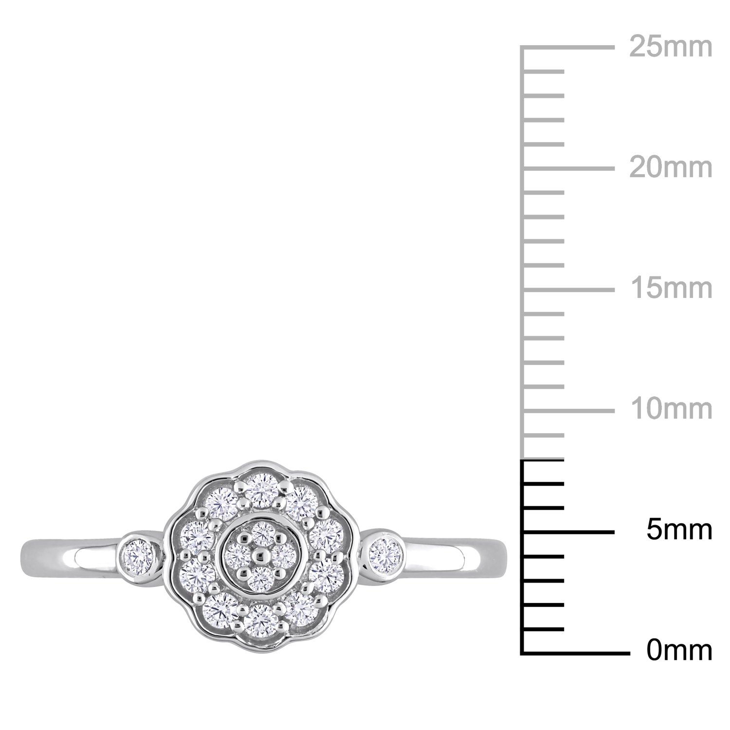 Amour 1/5 CT TW Diamond Flower Ring Silver - Size 7