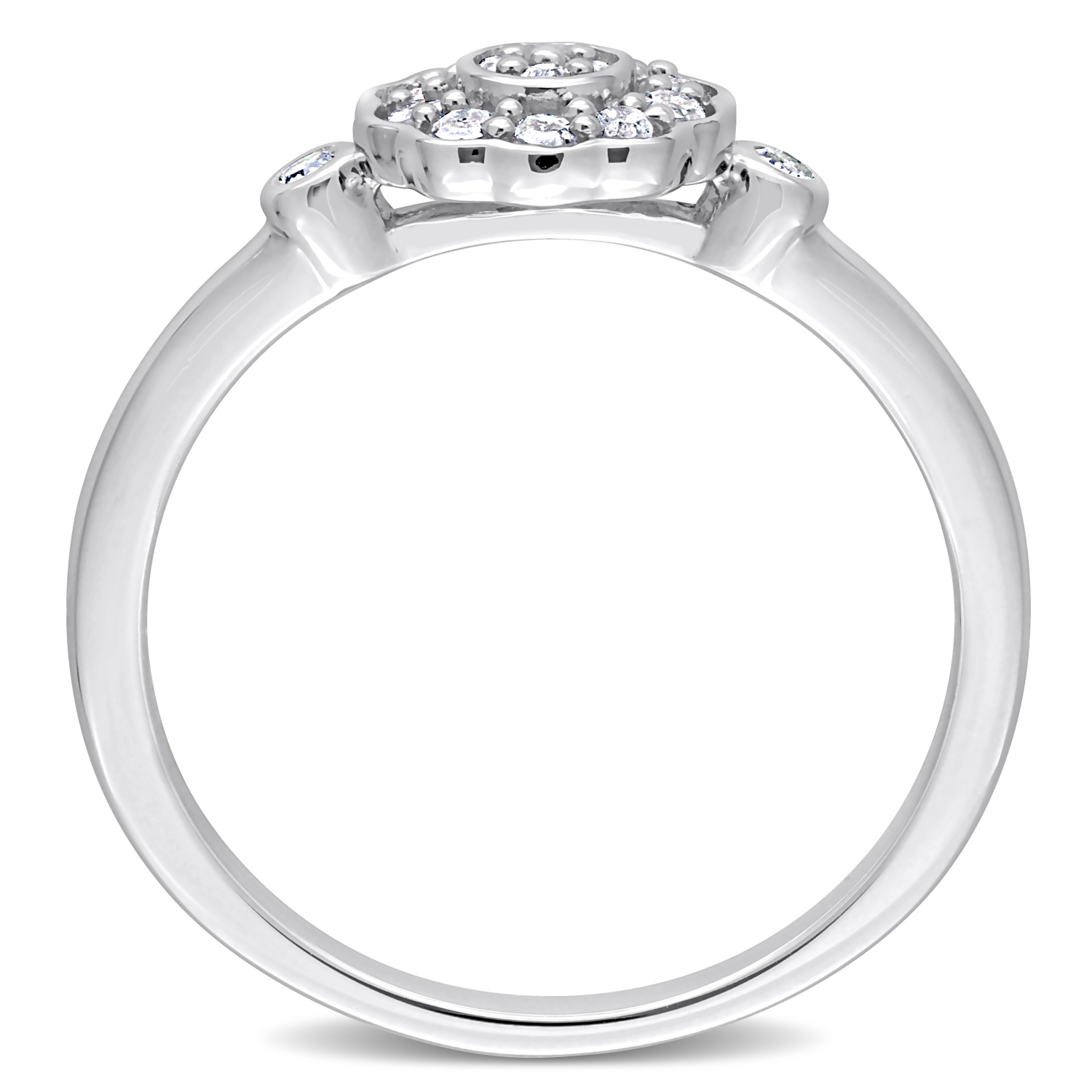 Amour 1/5 CT TW Diamond Flower Ring Silver - Size 7